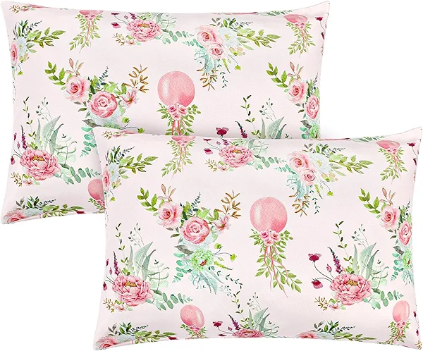 ManFaiSky 2 Pack Toddler Pillowcase, 13x18 Toddler Pillow Cases with Envelope Closure, Soft & Comfortable Travel Pillow Case Cover Boys Girls, Pink Floral