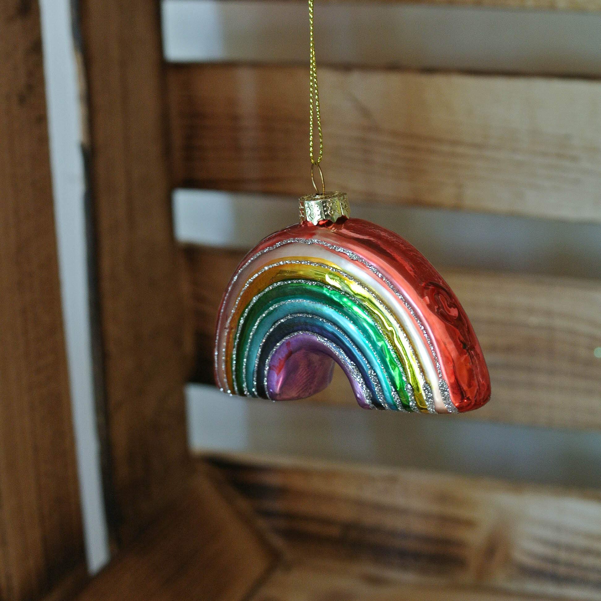 Gisela Graham Vintage Style Glass Rainbow Decoration