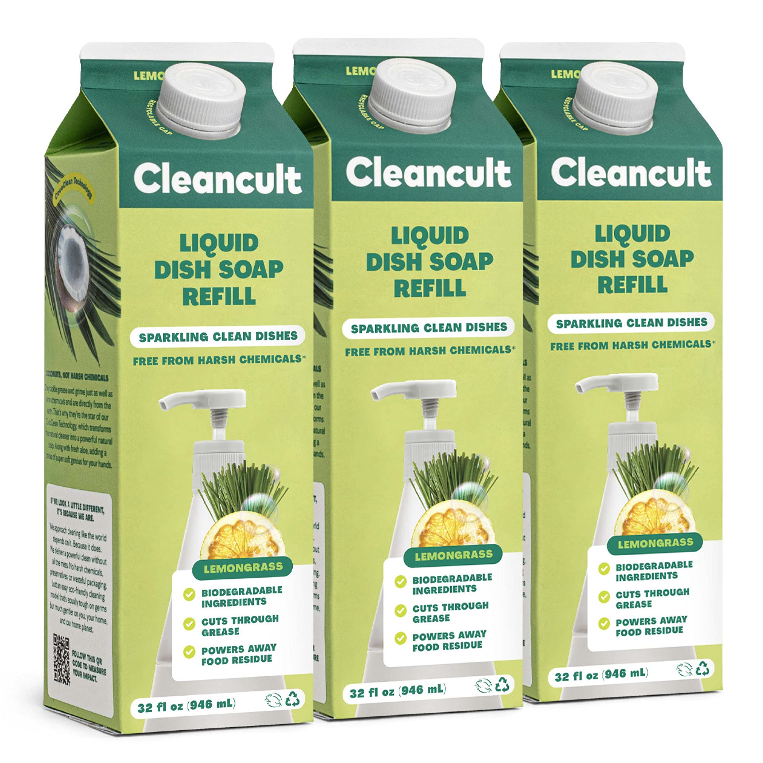 Buy Cleancult Dish Soap Liquid Refills (32oz, 3 Pack) Dish Soap that
