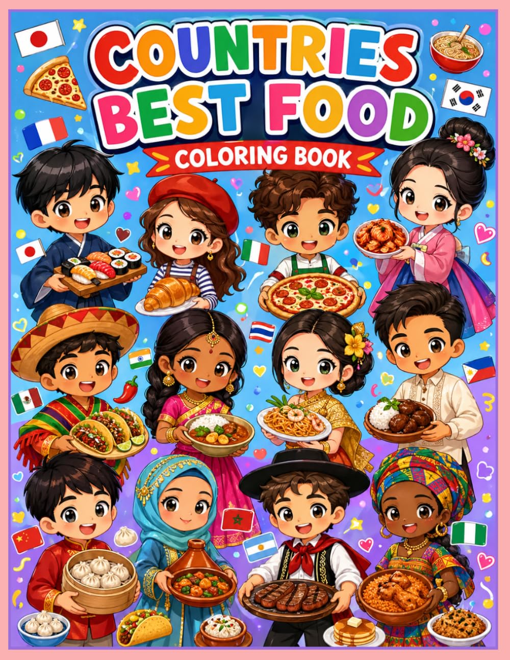 Countries Best Food Coloring Book: A Delicious Journey Around the World | Cute International Food Coloring Pages for Kids, Teens and Adults