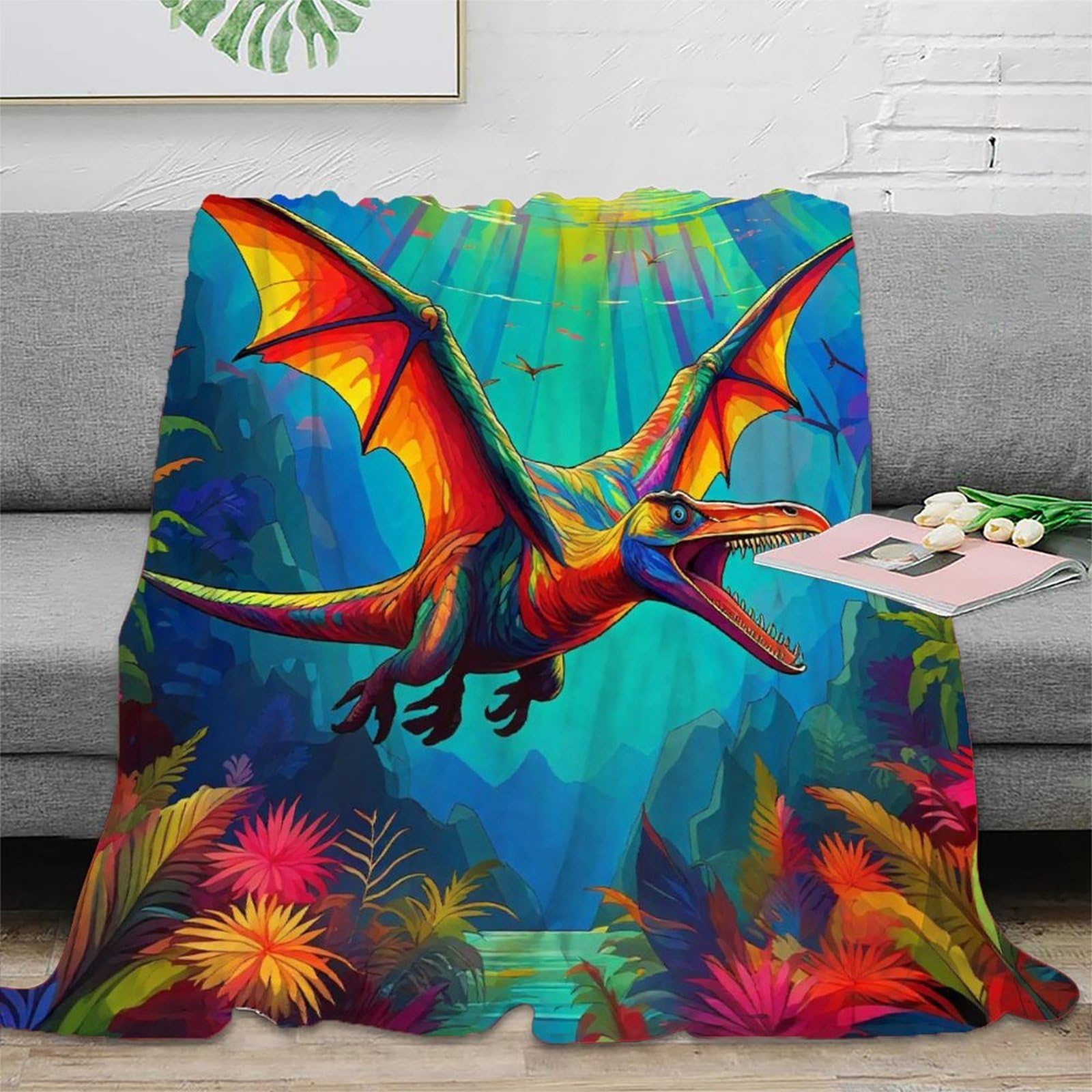 Couverture de lit ptérosaure impression 3D pour des soirées cocooning confortables en hiver