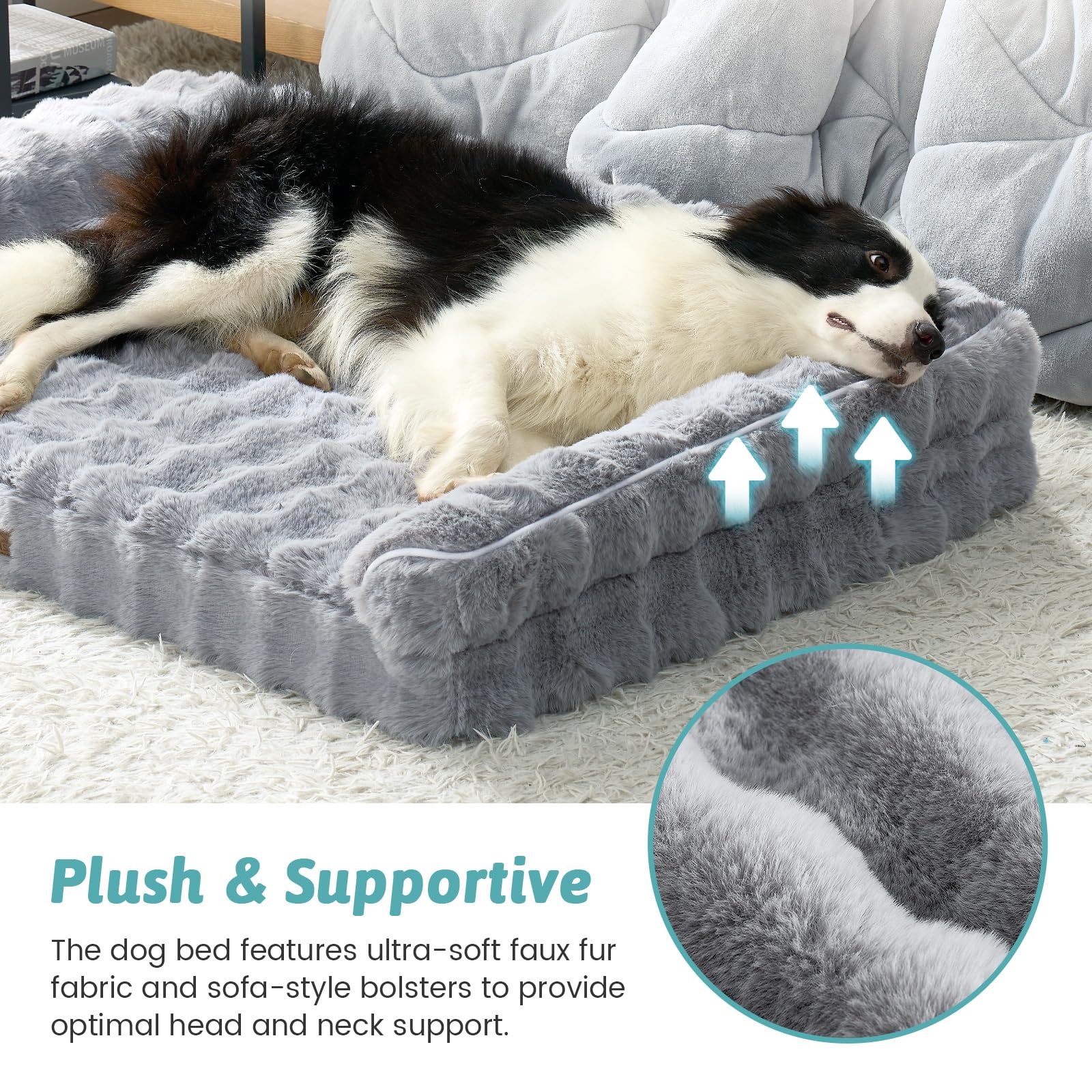 Lit pour Chien en Similicuir, Lit OrthopéDique pour Grands Chiens, Canapé avec Rembourrage en Mousse à Soutien éLevé Et Housse ImperméAble, AntidéRapant, Doux, Chaud, Lavable, Taille XL