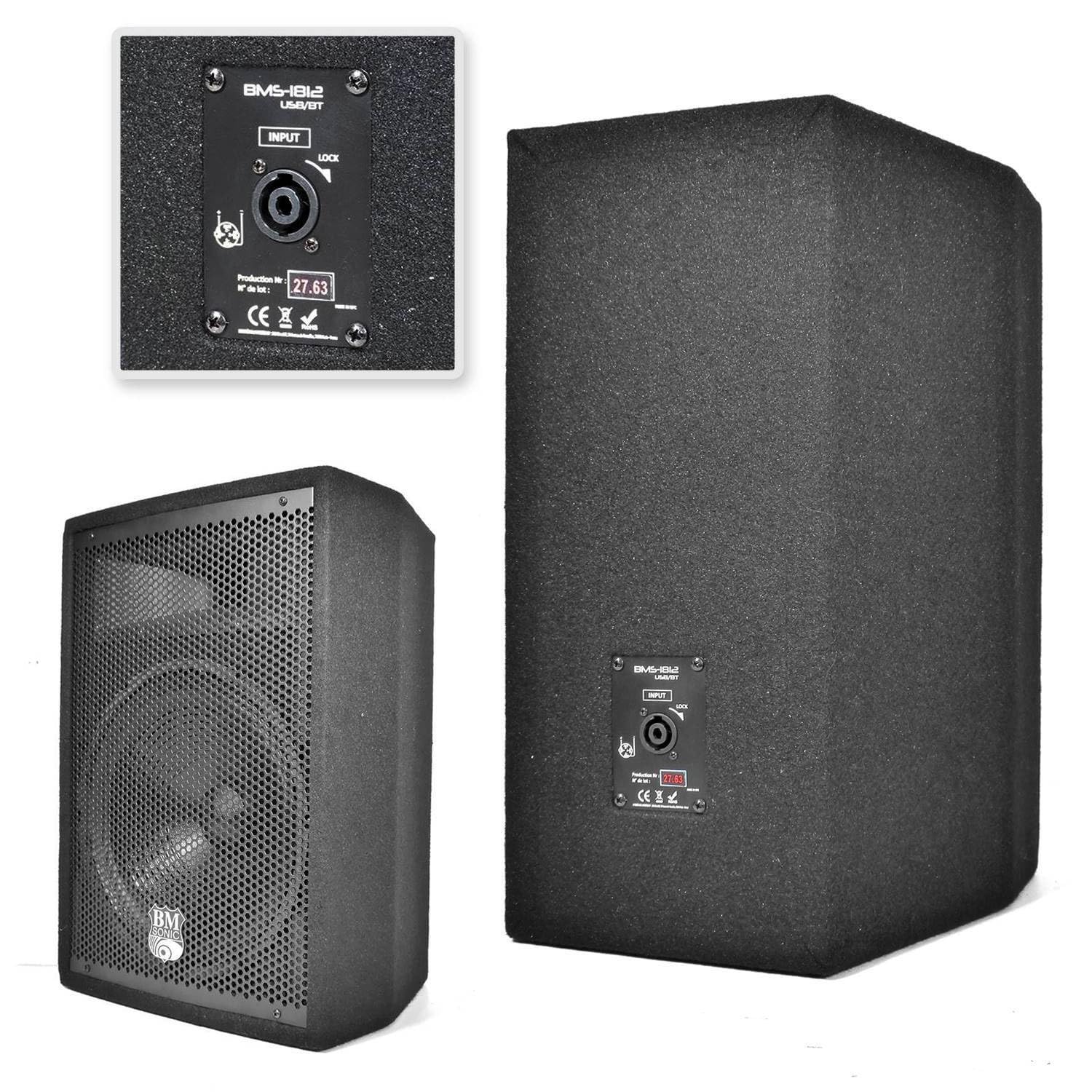 'Pack sono completo bms1812 USB/Bluetooth 2400 W SUB 18 "+ 2 altoparlanti 12 + piedi + cavi + TEL + 3 sixmagic