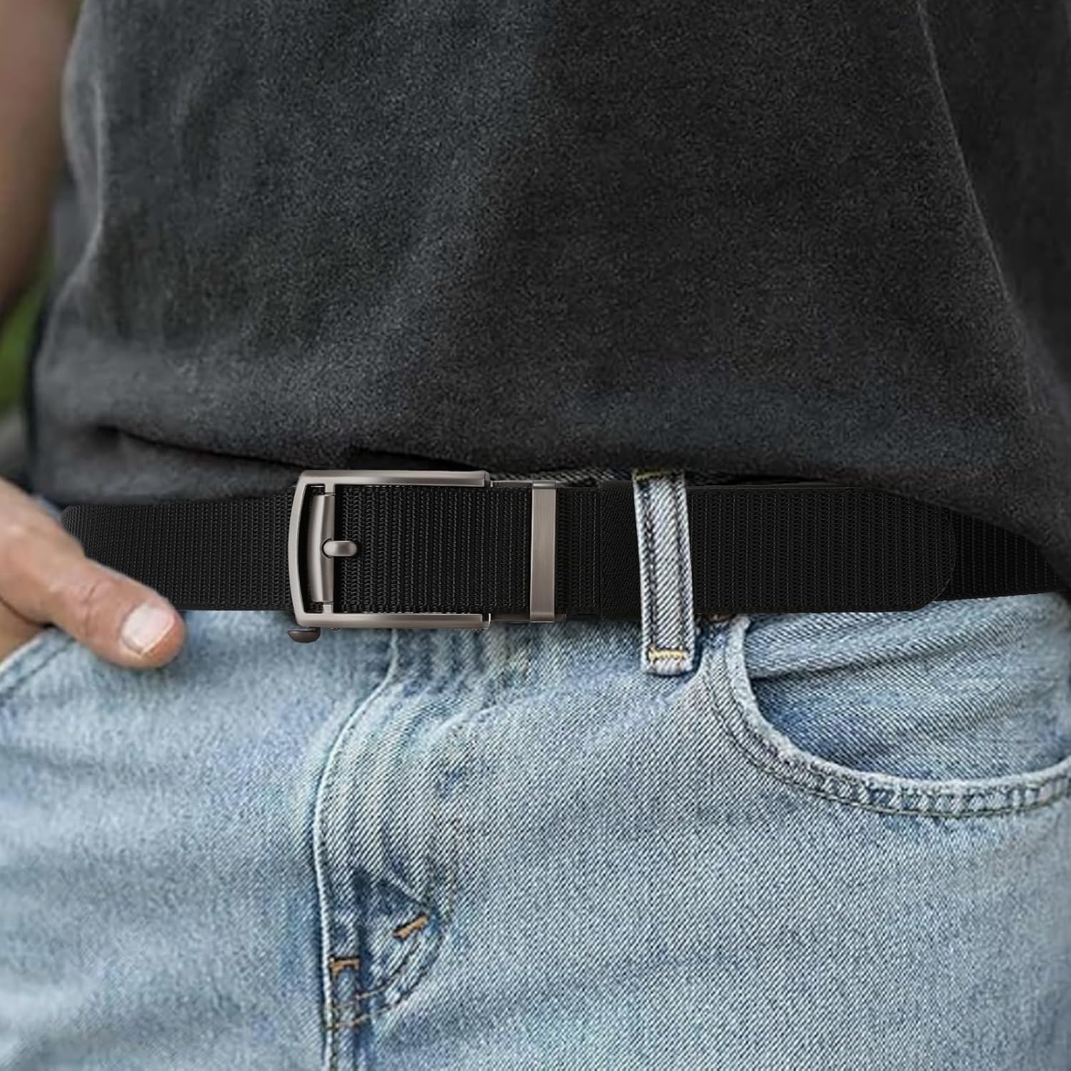 SENDEFN Nylon Ratchet Belts for Men, Golf Web Belt with Automatic Adjustable Buckle Casual Jeans - Image 6