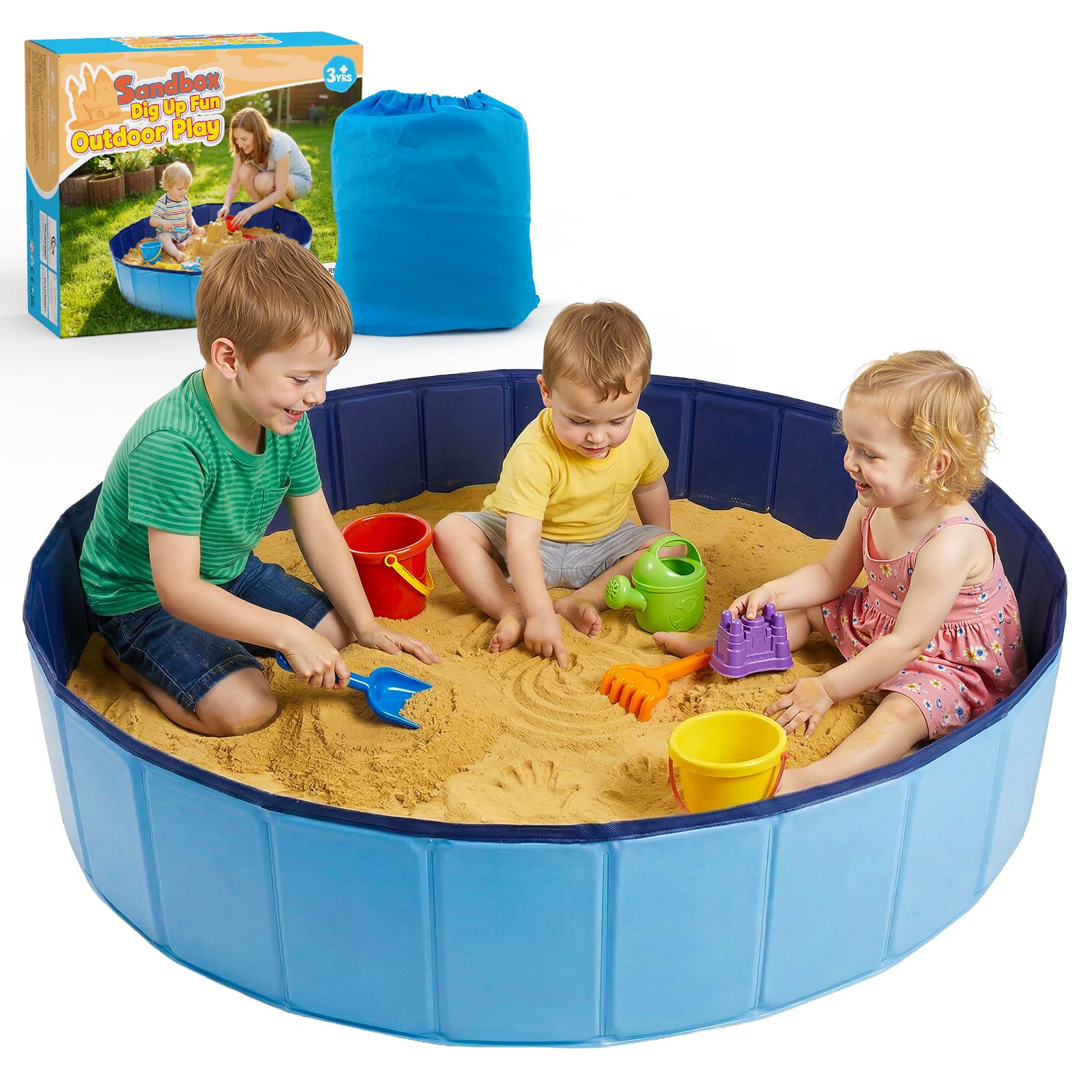 Amazon.com: Aywewii Sandbox 48'' Extra Large Foldable Sand Box for