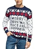 Men's Ugly Christmas Sweater Long Sleeve Crew Neck Knitted Sweaters Xmas Holiday Funny Pullover Knitwear Tops