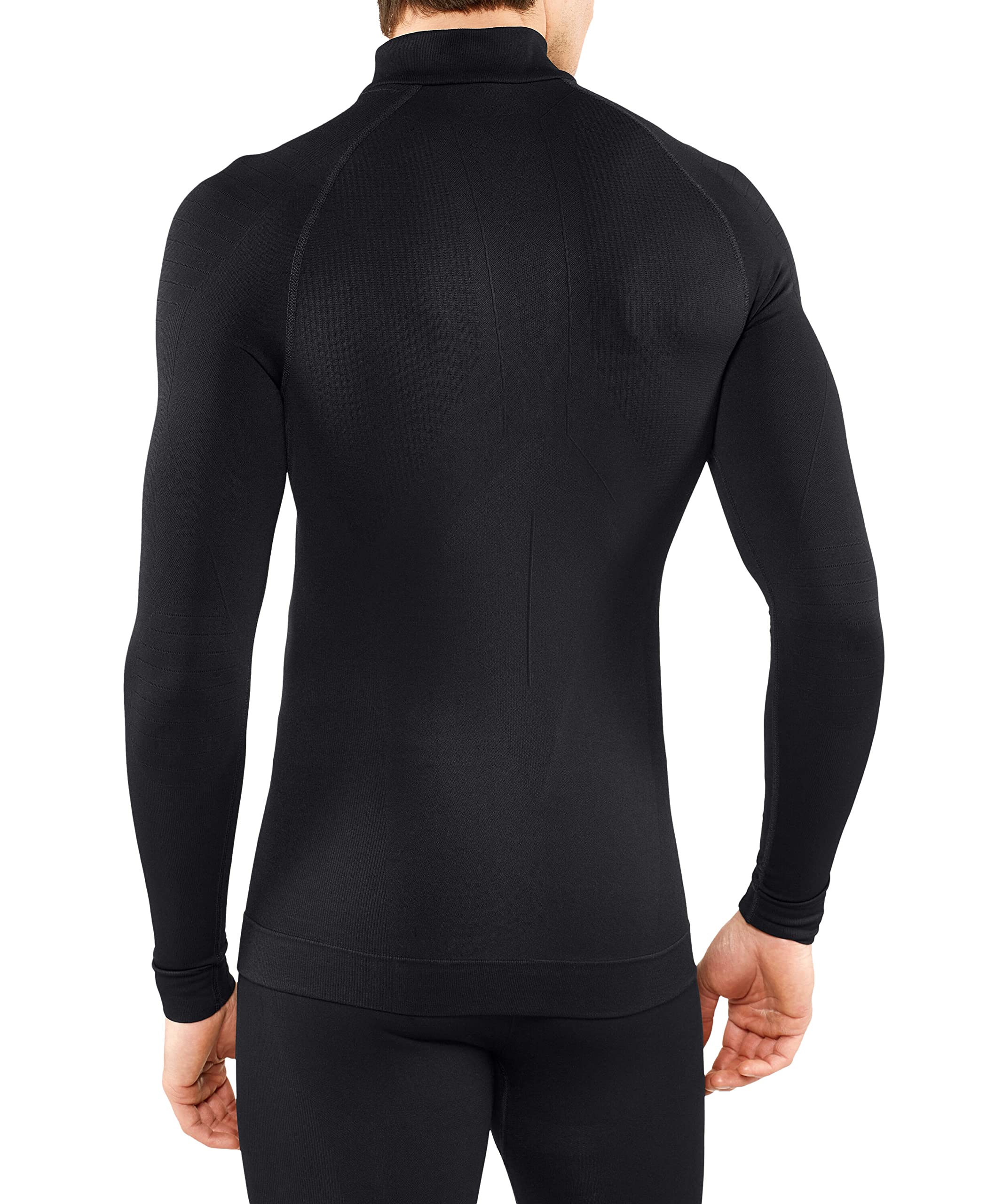 FALKE Mężczyźni Warstwa podstawowa (góra) Maximum Warm High Zip Neck M L/s Sh materiał funkcyjny szybkoschnące termoaktywne 1 Sztuka, Czarny Black 3000-O, S