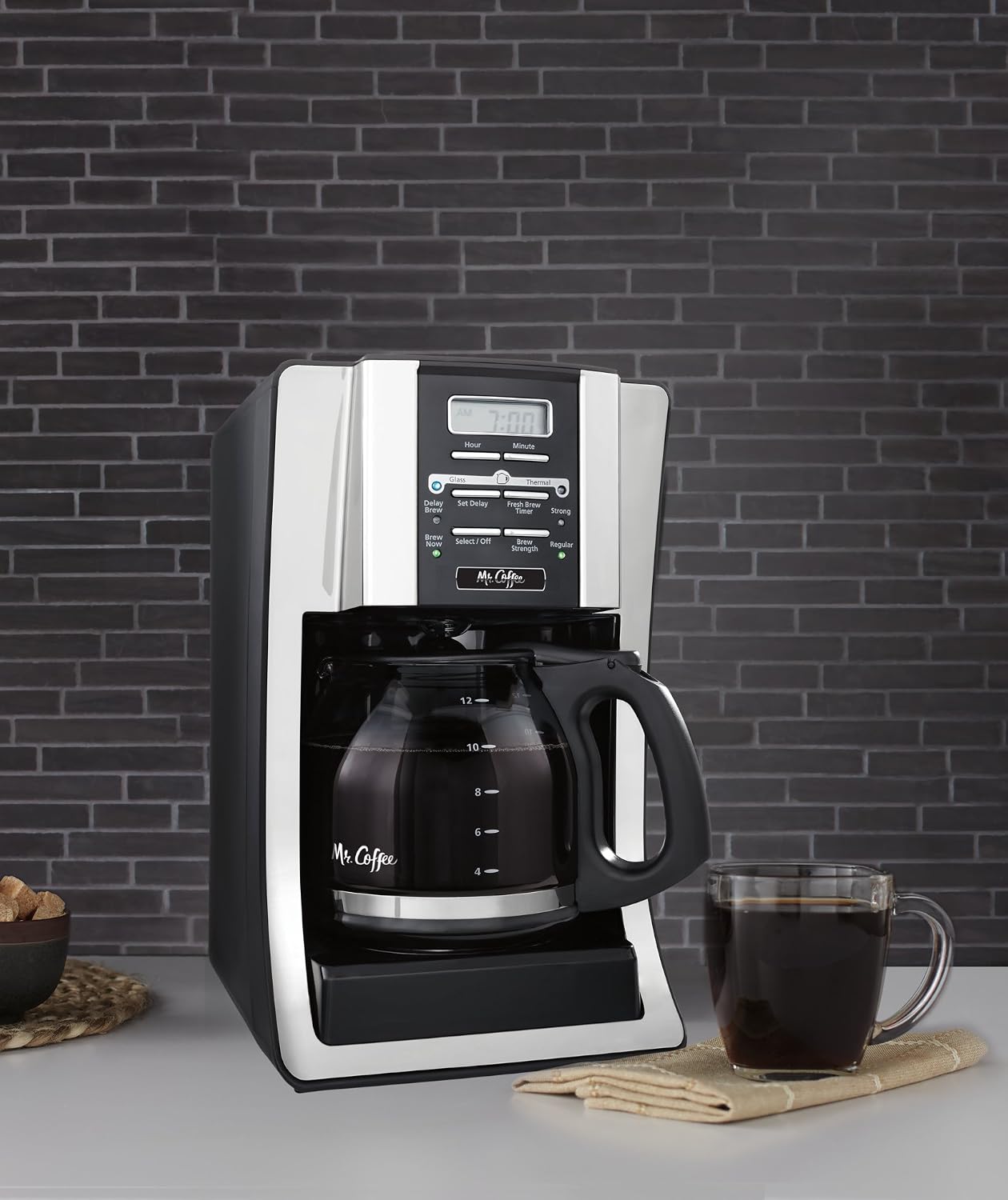 Mr. Coffee 12-Cup Programmable Coffee Maker, Bundle with 1 Month Water Filtration