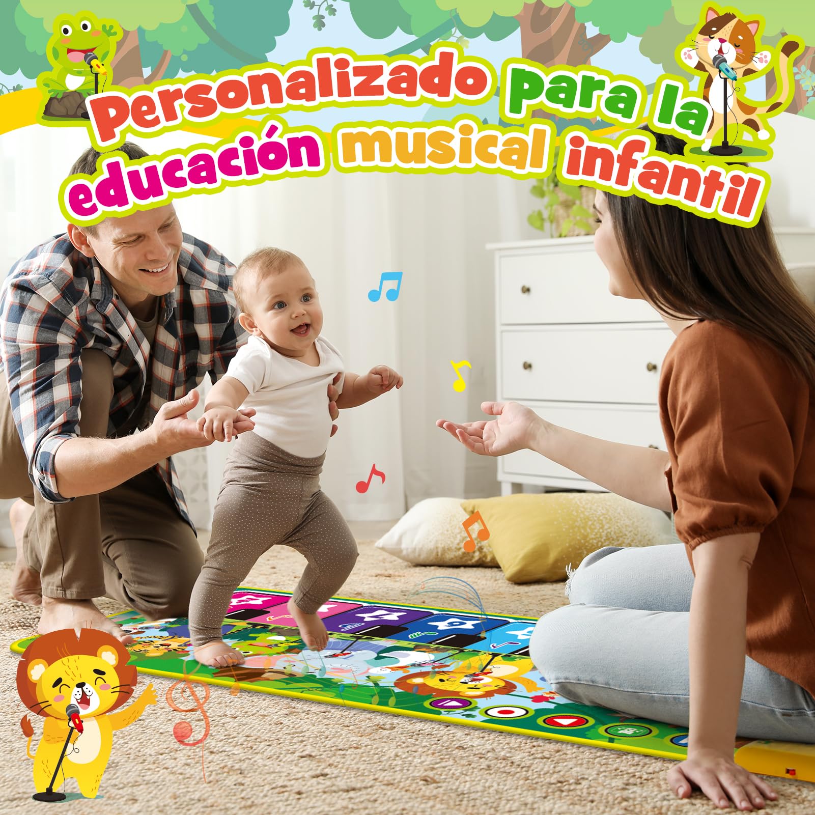 Juguetes Niños 1 Año, Alfombra Musical con 10 Sonidos De Animales Regalo 1 2 Niños Niña Años, Piano Infantil Juegos Juguetes Montessori Educativos Sensoriales Bebe Regalos Pascua Niño