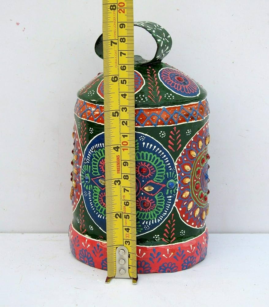 Vintage Swiss Cow Bell Metal Decorative Emboss Hand Painted Farm Animal