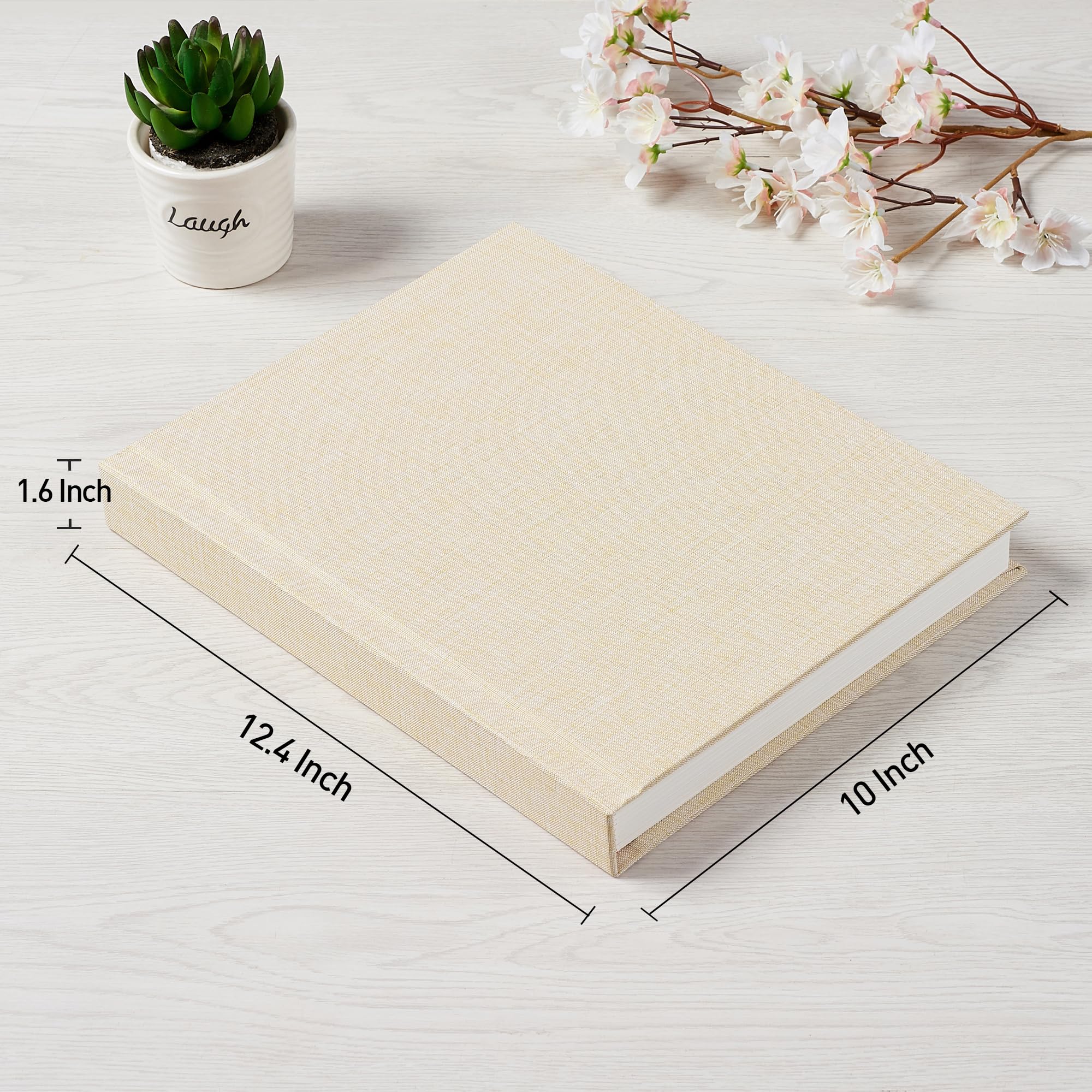 Pssoss Album na zdjęcia 20 x 25 cm, lniana okładka, 20 x 25 cm, pomieści 20 zdjęć, idealny do albumu tematycznego i albumów na zdjęcia dla niemowląt (beżowy, 20 kieszeni)