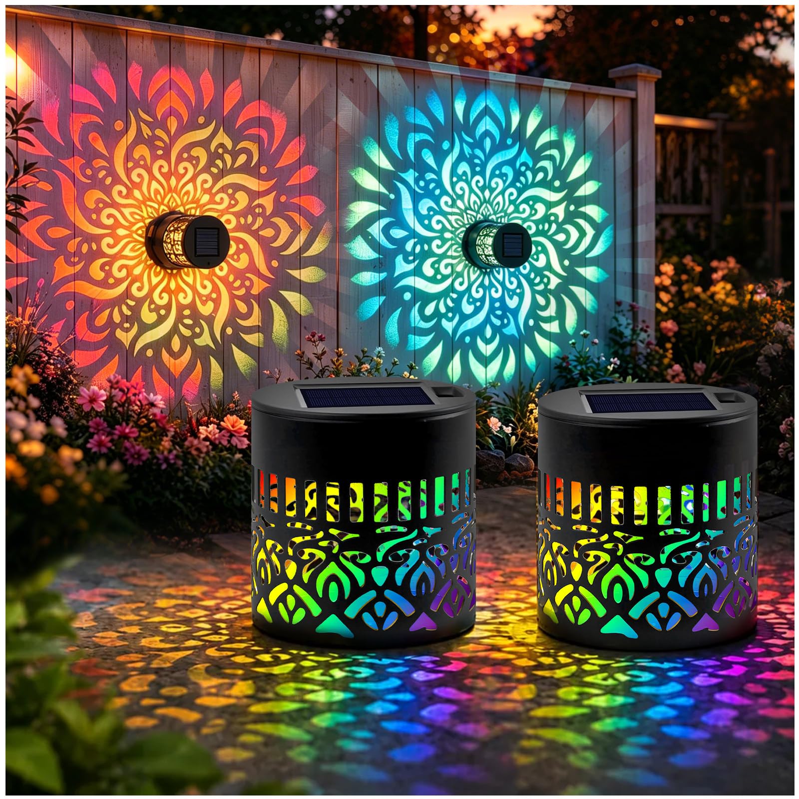 lunule Solar Mandala Wall Lights, Outdoor Decorative Projection Lamp
