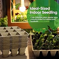Vista 4 de Bandejas de inicio de plántulas de 288 células con orificios de drenaje, 24 macetas de turba biodegradables, kit de inicio de plántulas, bandejas