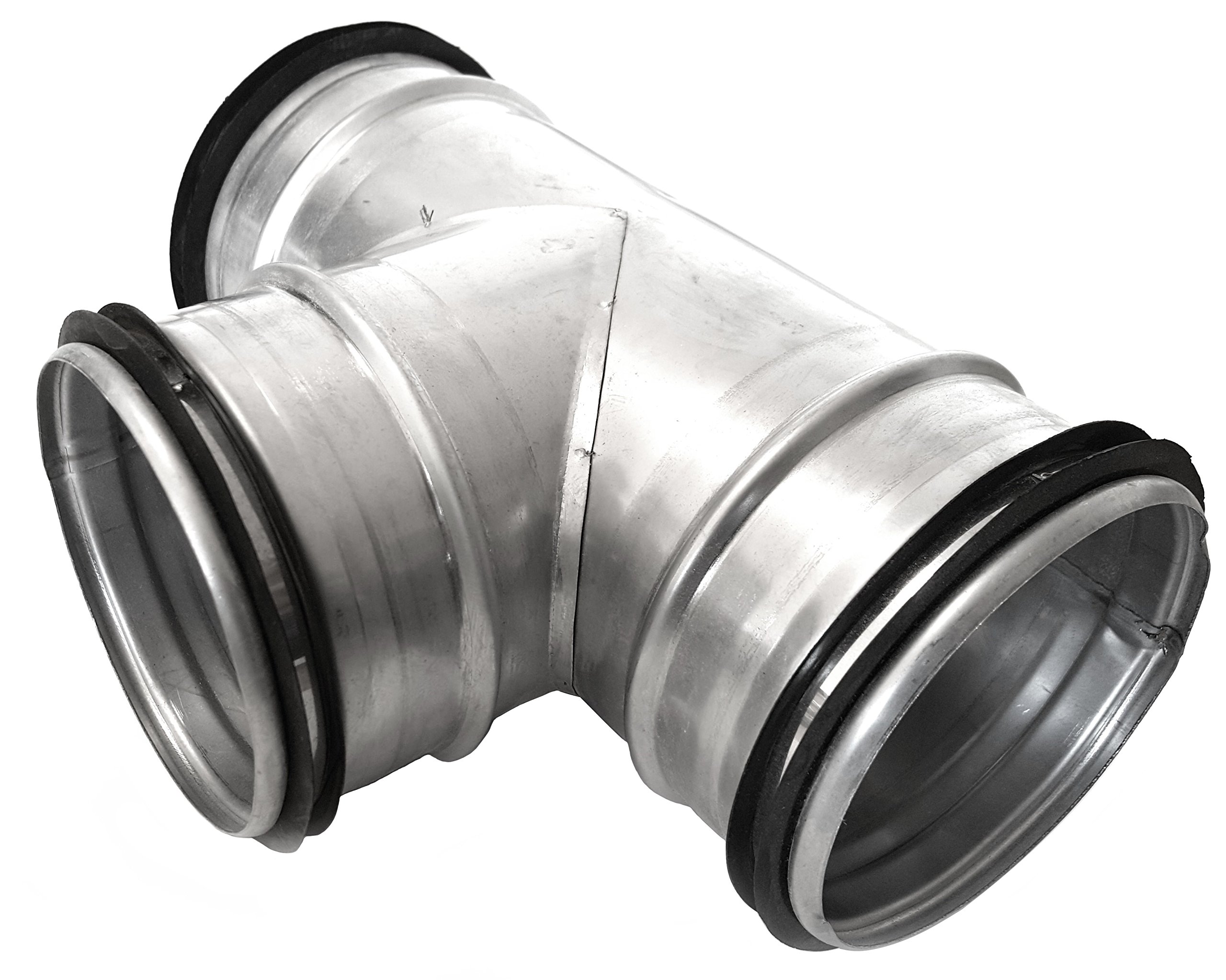 Pieza en T para canal en espiral, 90° DN:80 100 125 125 150 160 200, racor galvanizado y de acero inoxidable, pieza de derivación para ventilación y extracción de humos, tubo de ventilación, Plateado