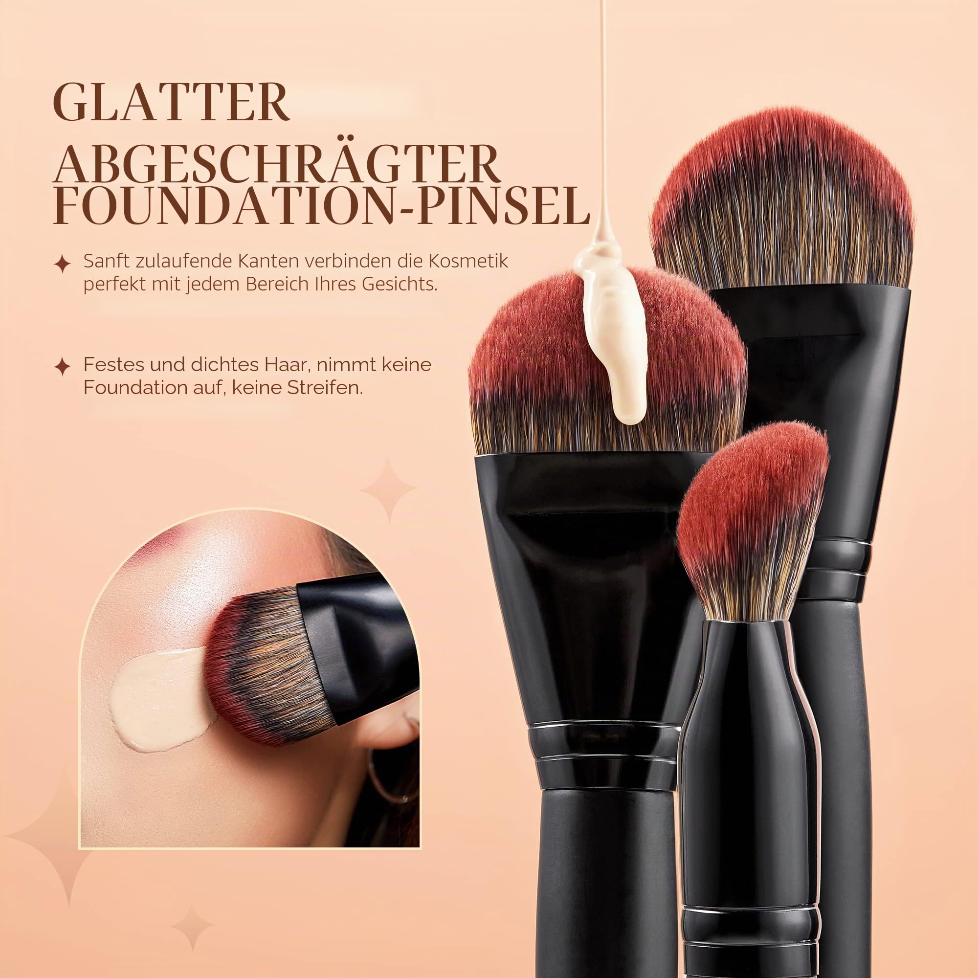 Jessup Professionelles Make-up-Pinsel-Set 13-teilig vegan Foundation Konturen Blush Schwarz T300