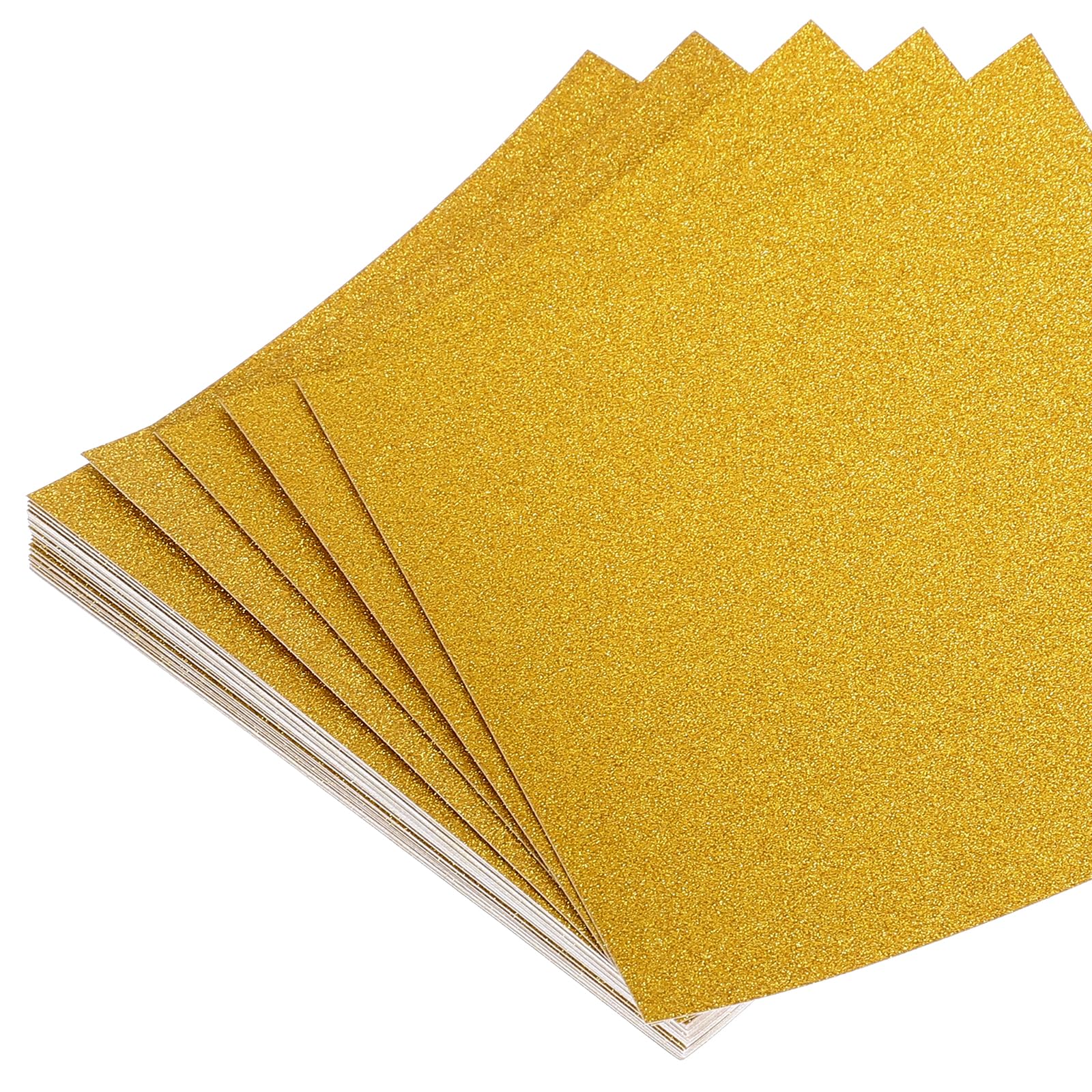 MECCANIXITY 50 Sheet Glitter Origami Paper 4x4 Inch Sparkle Square Folding Sheet 10x10 cm Craft Folding Paper for DIY Craft and Arts, Gold