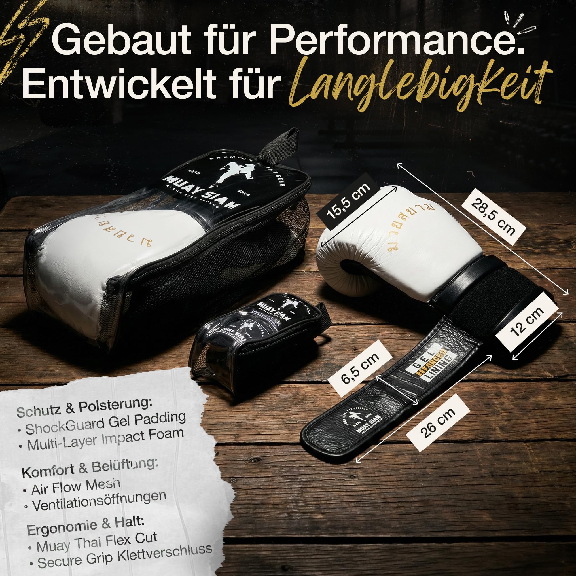 Boxhandschuhe Leder für Muay Thai MMA Kickboxen Sparring – Premium Kampfsport Handschuhe [ShockGuard Gel & QuickSlip Design] – Ideal für Boxtraining & Sandsack | Jetzt Größe Wählen