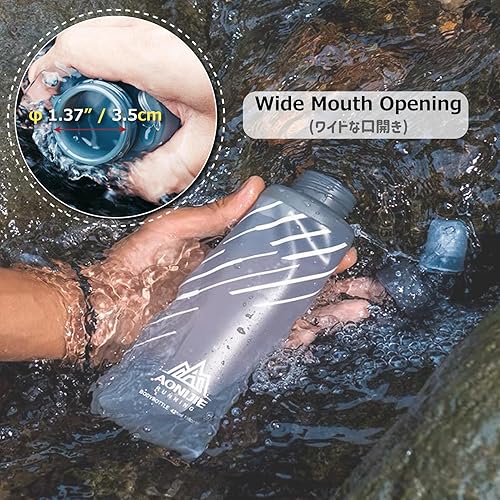 Vista 49 de Azarxis Botellas de agua plegables de TPU Soft Flask sin BPA de 8.5 fl oz 11.8 fl oz 16.9 fl oz 20.3 fl oz para hidratación chaleco paquete correr