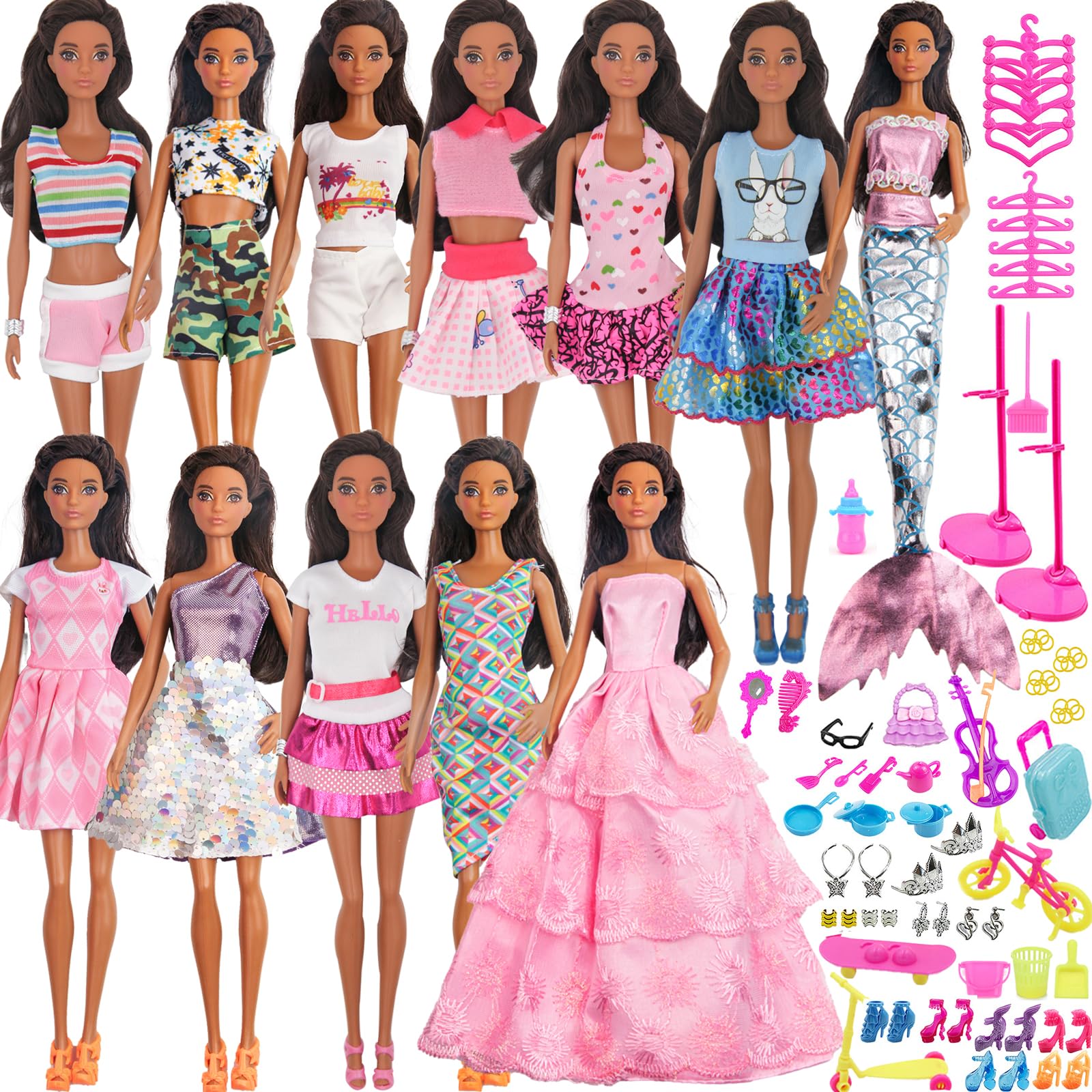 ZTWEDEN 90Pcs Doll Clothes & Accessories for Barbie Dolls: 10  