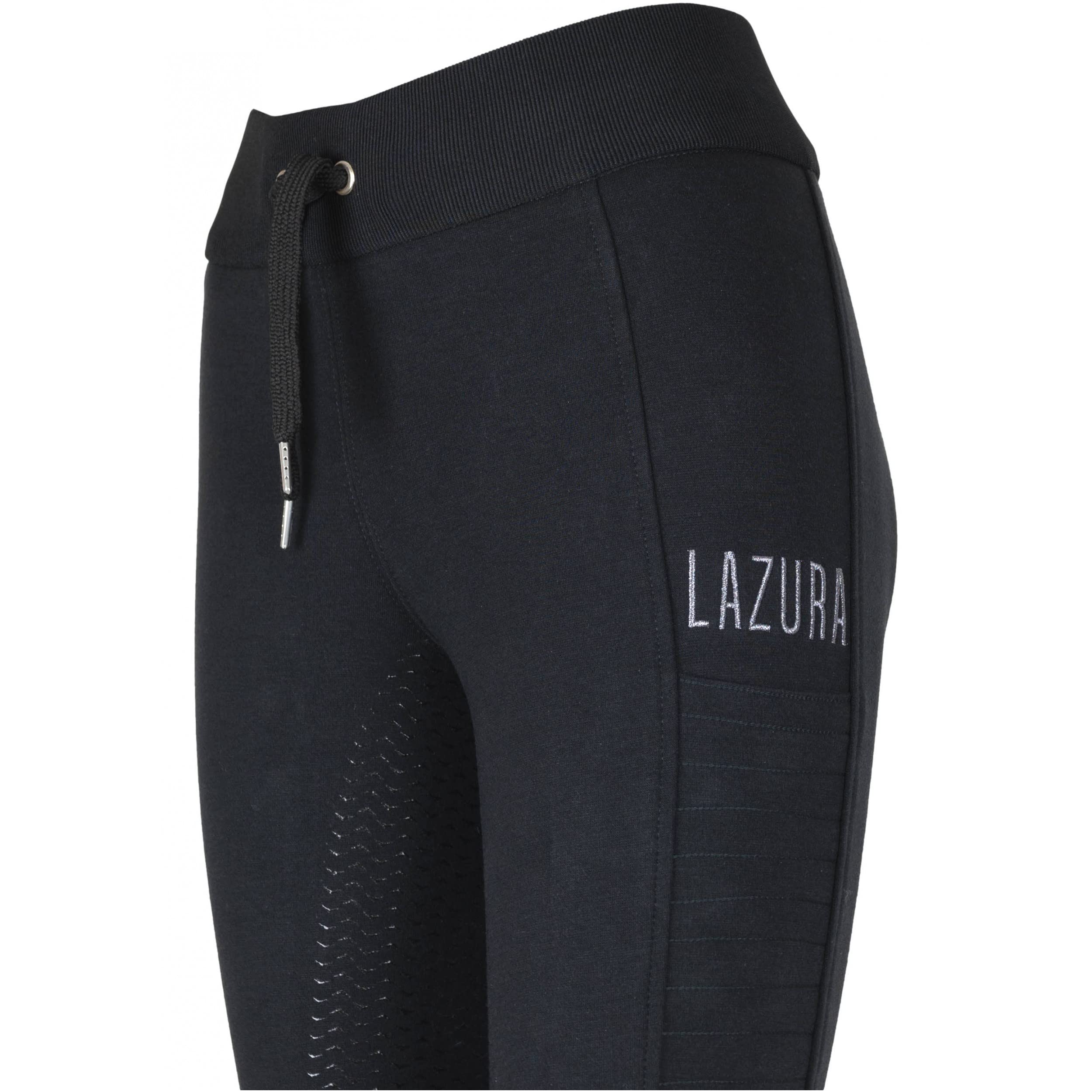 Lazura - Reitleggings für Damen Hanna | Vollbesatz aus Silikon | Reithose mit 2 seitlichen Handytaschen & Weitenregulierung | Vollbesatzreithose in Schwarz | Reitbekleidung in Größe 36-46
