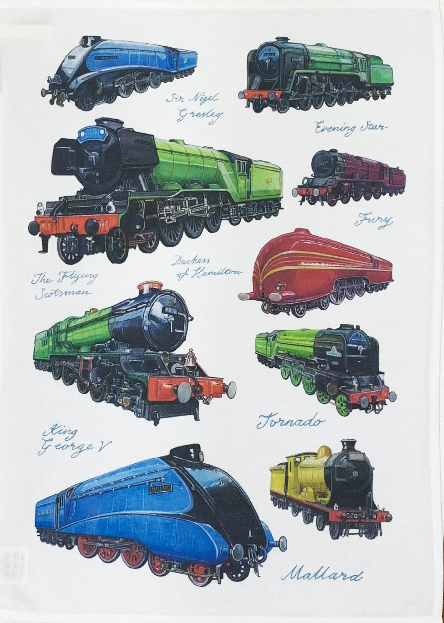 Half a Donkey Classic Trains Large Cotton Tea Towel