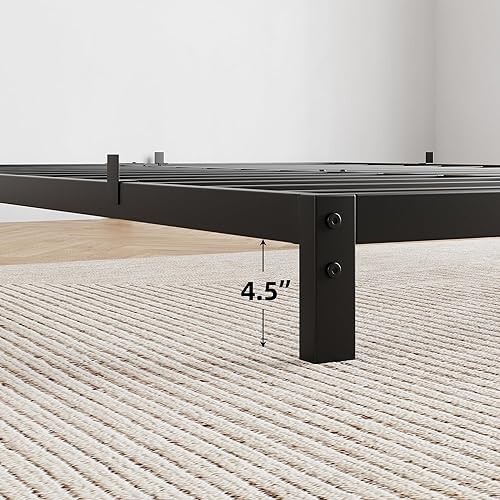 Miniatura 24 de IDEALHOUSE Marco de cama matrimonial de 6 pulgadas, no necesita somier, marco de cama de perfil bajo, plataforma de metal resistente de 6 pulgadas,