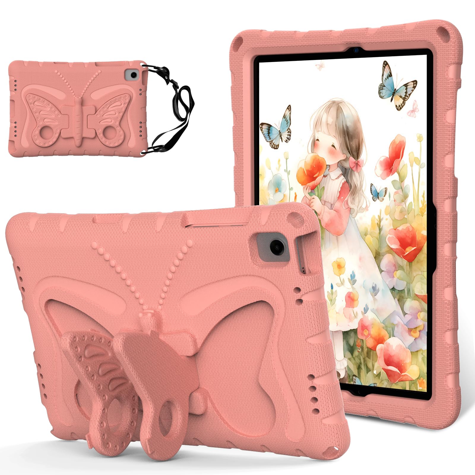 for Samsung Galaxy Tab A9 Plus 10.95" (2023)/A11 Plus 11" (2025) Case,with Butterfly Wings Kickstand,Detachable Shoulder Strap,EVA Material Light
