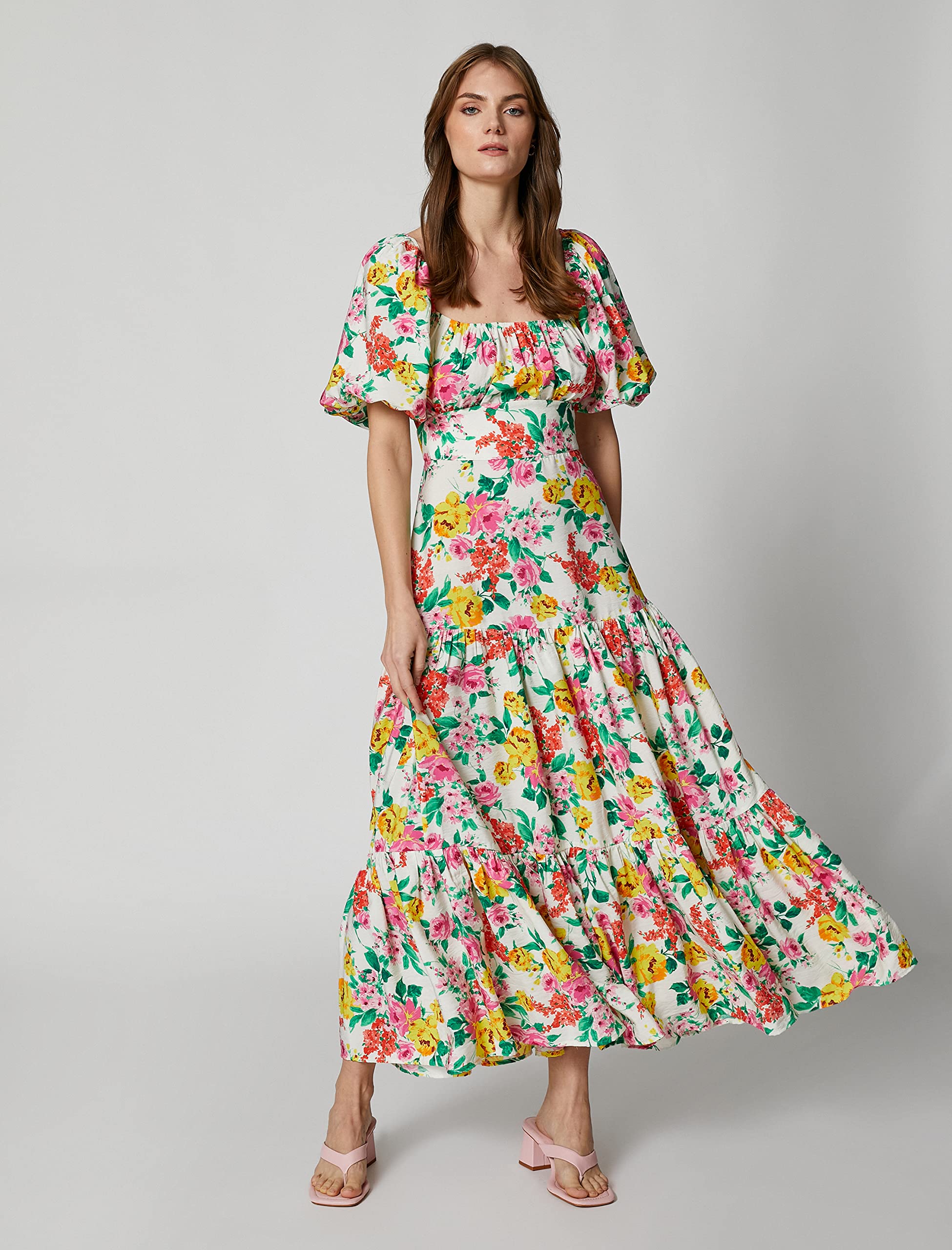 Koton Lunghe con Scollo A Sbuffo A Maniche Corte Dress Donna