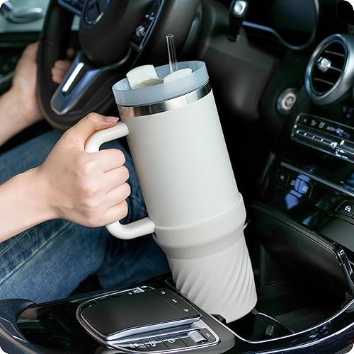 Miniatura 2 de Botas altas de silicona para vaso Stanley de 40 onzas, accesorios para Stanley Cup de 40 onzas, protector inferior completo, antideslizante (gris,