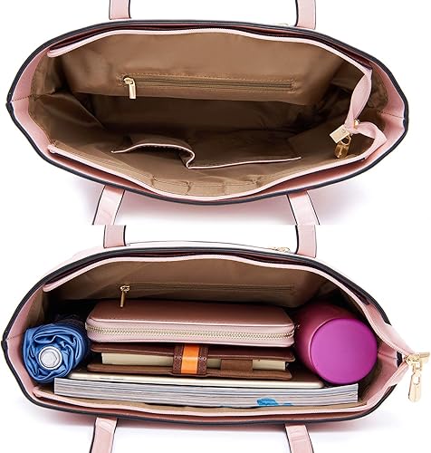 Miniatura 5 de Soperwillton Bolso de mano para mujer, cartera, bolso de mano, bolsas de hombro, asa superior, bolsa de 5 piezas