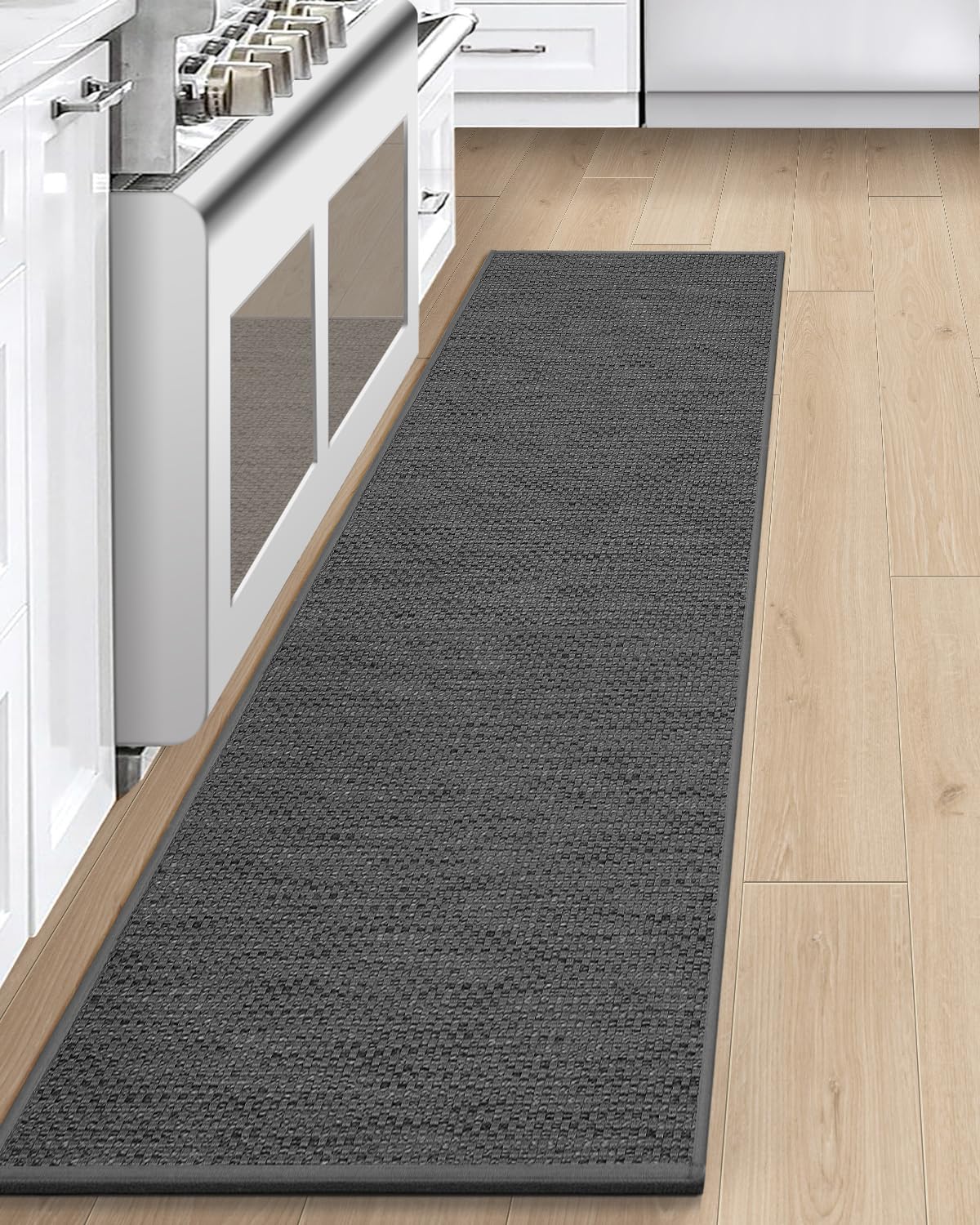 LEKEEPGO Alfombra Cocina Lavable Antideslizante 43x200cm, Alfombras Cocina Lavable, Alfombra Pasillo Larga, Tapete Cocina, Absorbente Alfombra para Cocina, Comedor, Lavadero, Pasillo, Gris