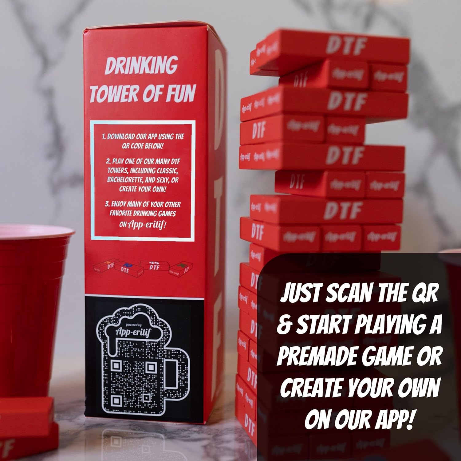 DTF: Social Party Game, Reimagined Adult Tower Game with Companion Mobile App