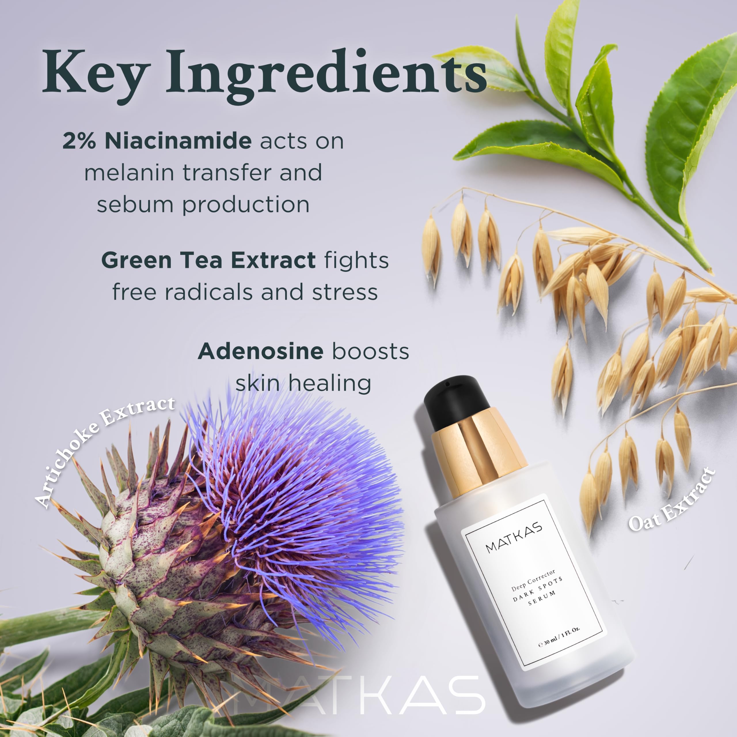MATKAS Korean Dark Spot Corrector Niacinamide Serum, 1 Fl Oz