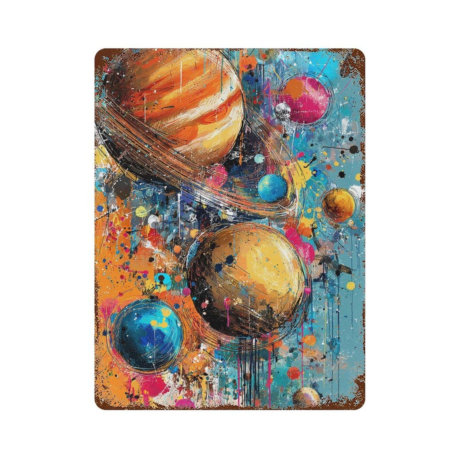 Cosmic Abstract Painting 15.7"x11.8" Retro Metal Sign, Industrial Home Decor for Office, Studio And Wall Decor