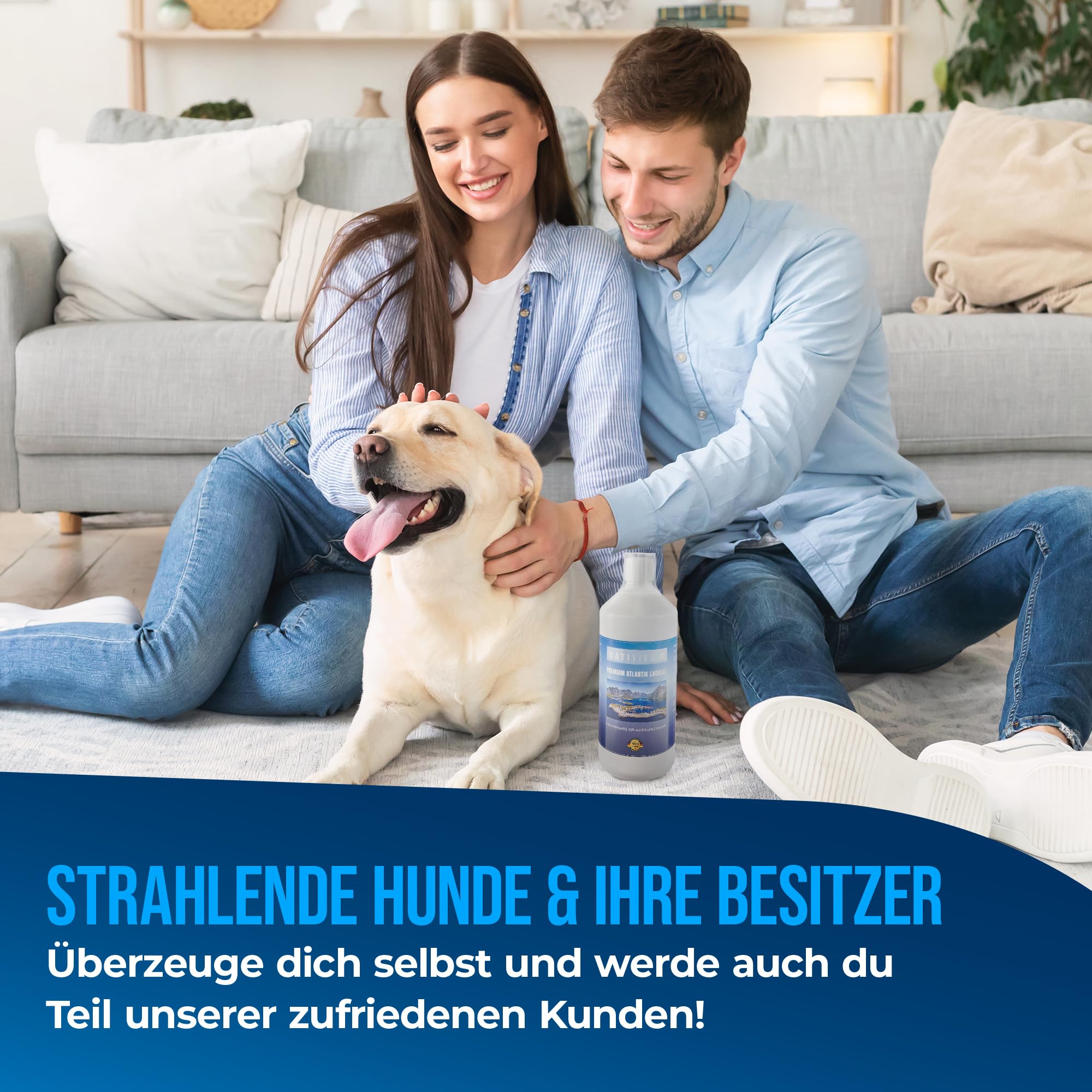 Premium Lachsöl 1000ml – hochwertiges Fischöl für Hunde, Katzen & Pferde – reich an Omega 3 & 6 Fettsäuren – naturbelassenes Barföl für Hunde