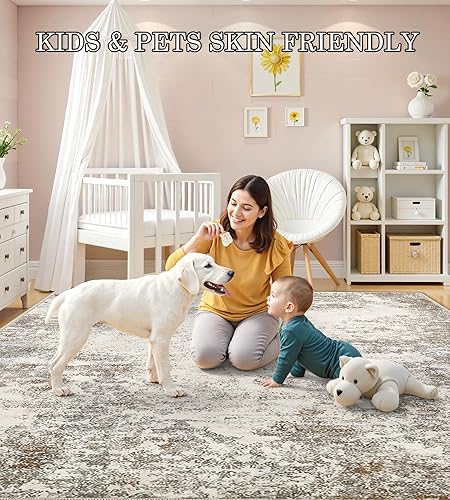 Miniatura 9 de Alfombras de área de 8x10 lavables a máquina - Alfombras grandes modernas abstractas para sala de estar, alfombra delgada suave antideslizante para