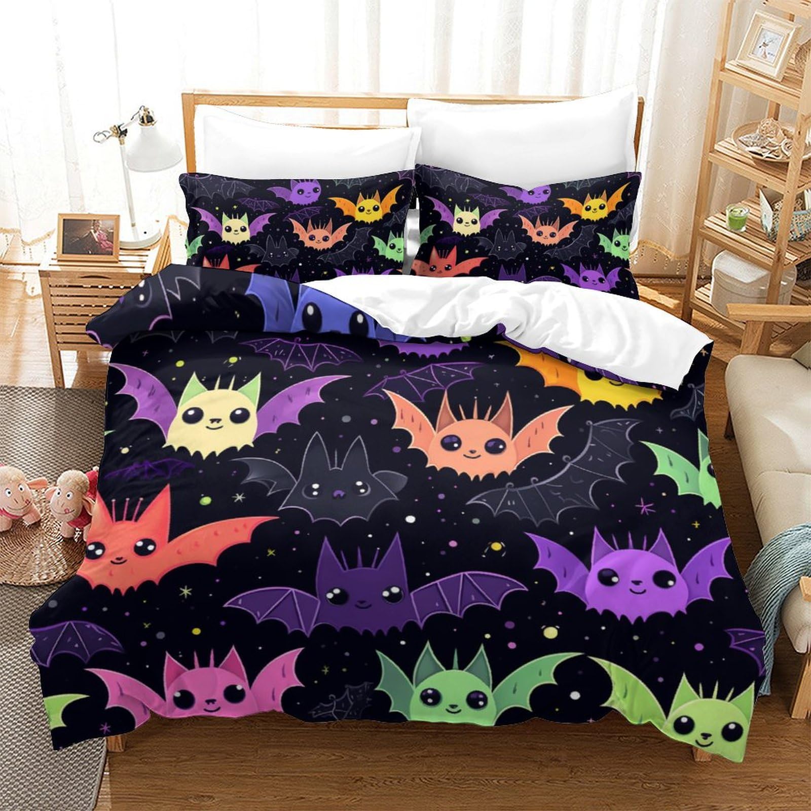 Housse de couette chauve-souris 220x240 pour relooker une chambre d'enfant passionné de nuit