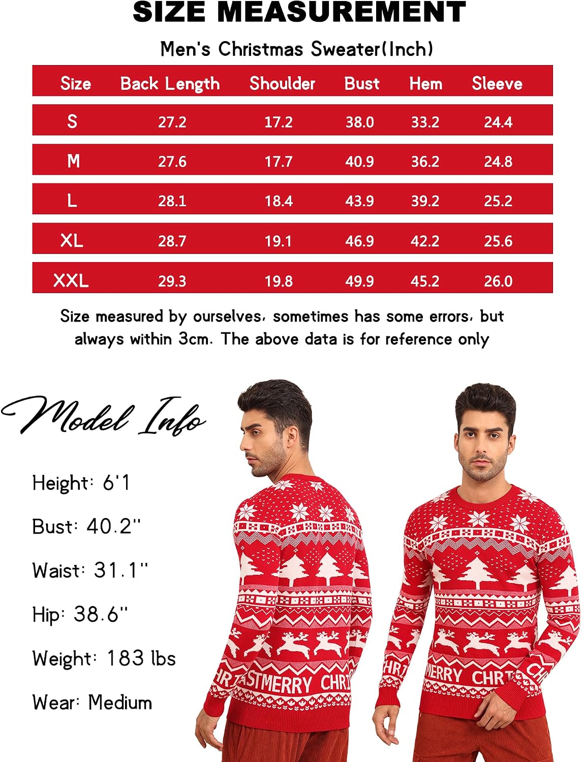 LecGee Christmas Sweater Couple Roundneck Reindeer Snowflakes Ugly Long Sleeve Knitted Sweater Pullover Slim Fit Men Women