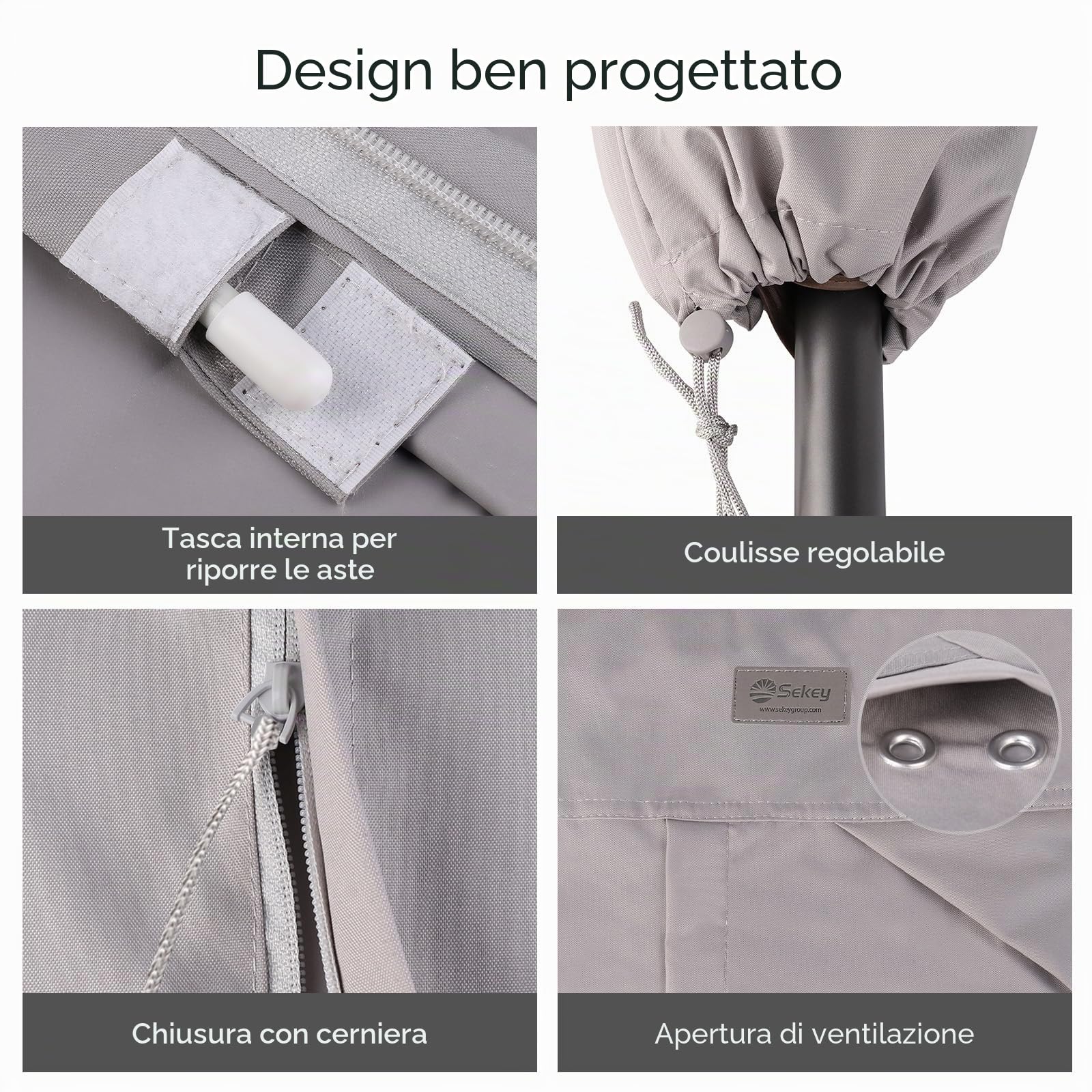 Sekey Ombrellone Copertura Grigio chiaro