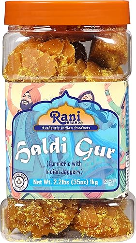 Miniatura 163 de Rani Masala Gur (Jaggery) Azúcar de caña sin refinar indio sin refinar, 17.5 oz (1.1 libras) tarro de PET de 17.64 oz ~ Apto para gluten Vegano