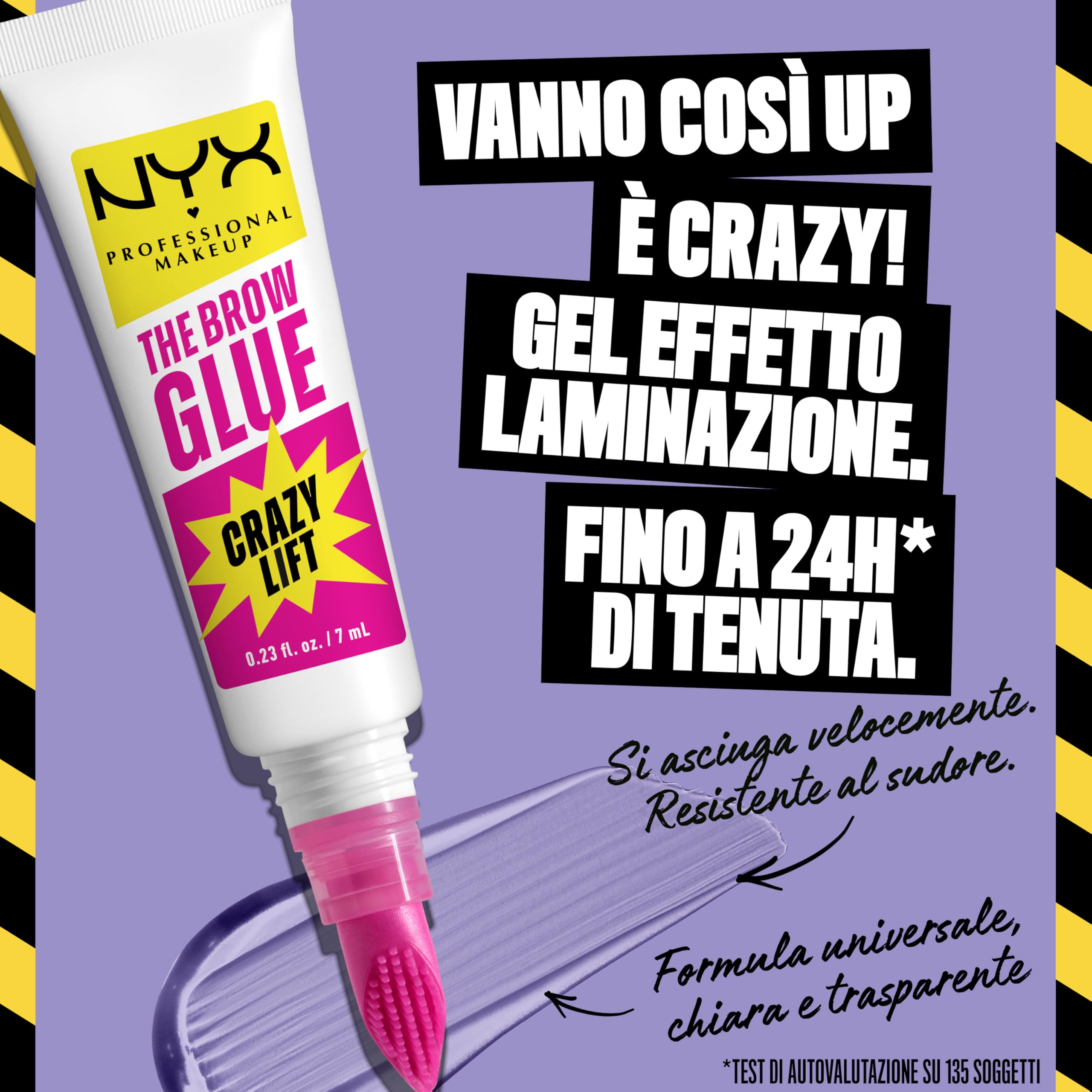 NYX Professional Makeup The Brow Glue Crazy Lift Gel Sopracciglia, Sopracciglia Effetto Laminazione e Fissate, Fino a 24h di Tenuta, Resistente al Sudore, Formula Vegana, 7 ml