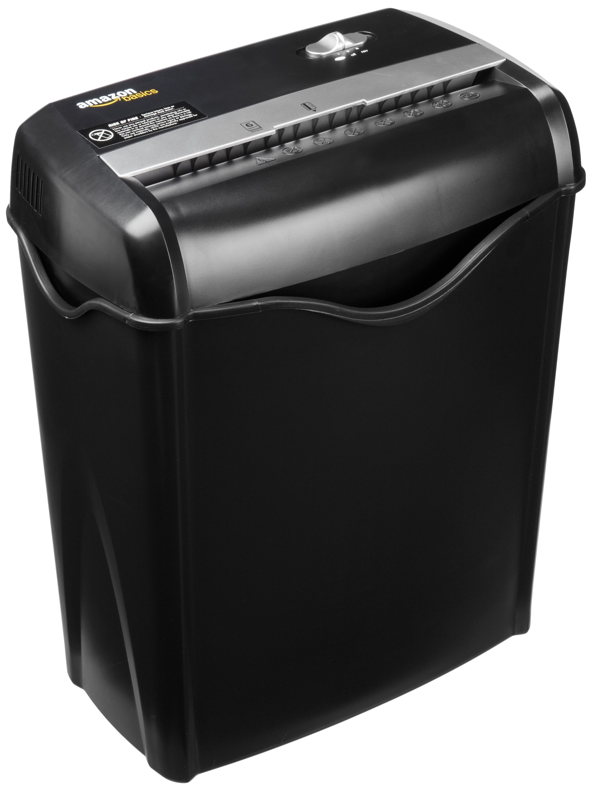 Amazon Basics 5-6 Sheet Cross Cut Paper and Credit Card Shredder with 14.3L Bin for Business & Home Office Use with Reverse Function, Black