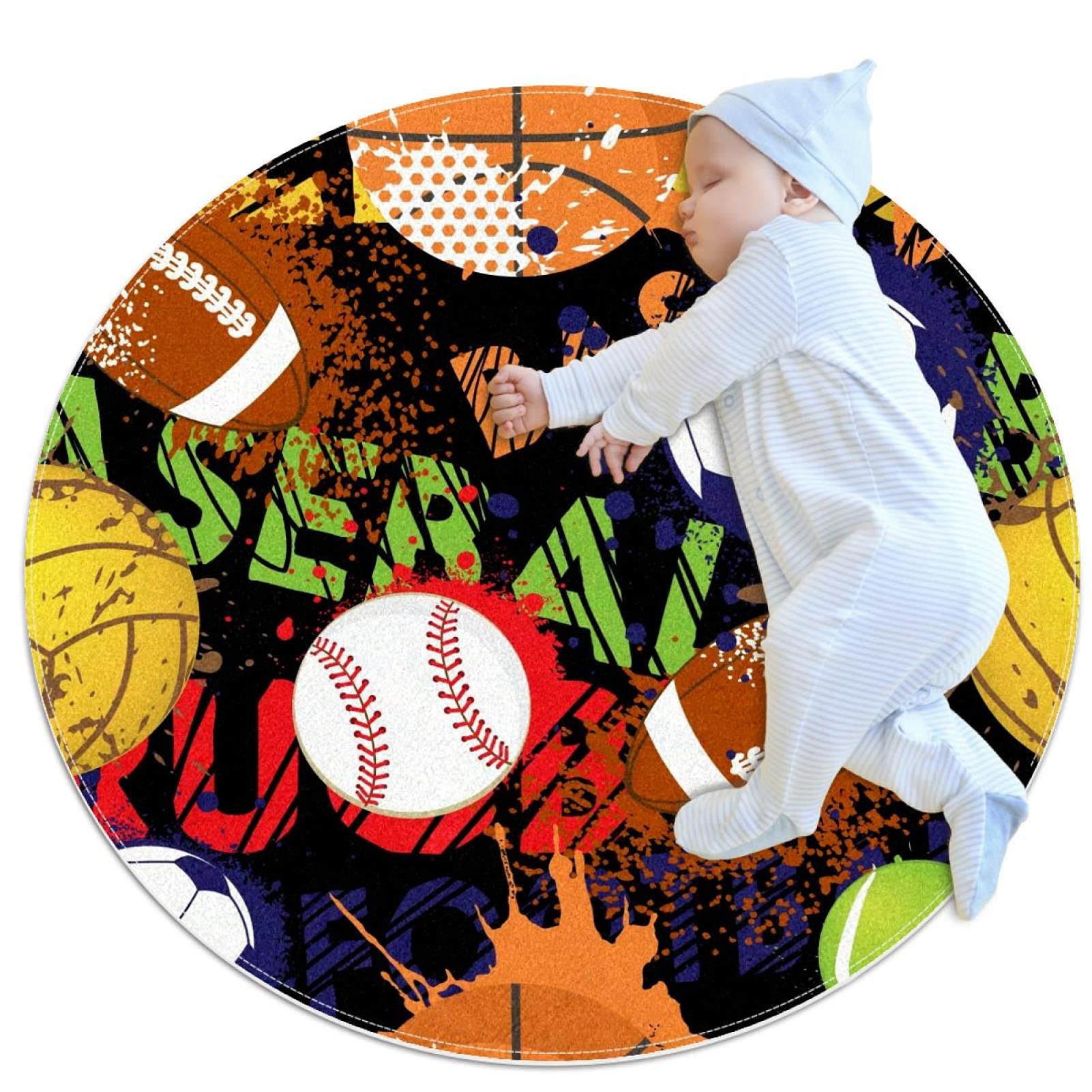 Tapis rond antidérapant au design de dessin animé pour coin lecture enfant