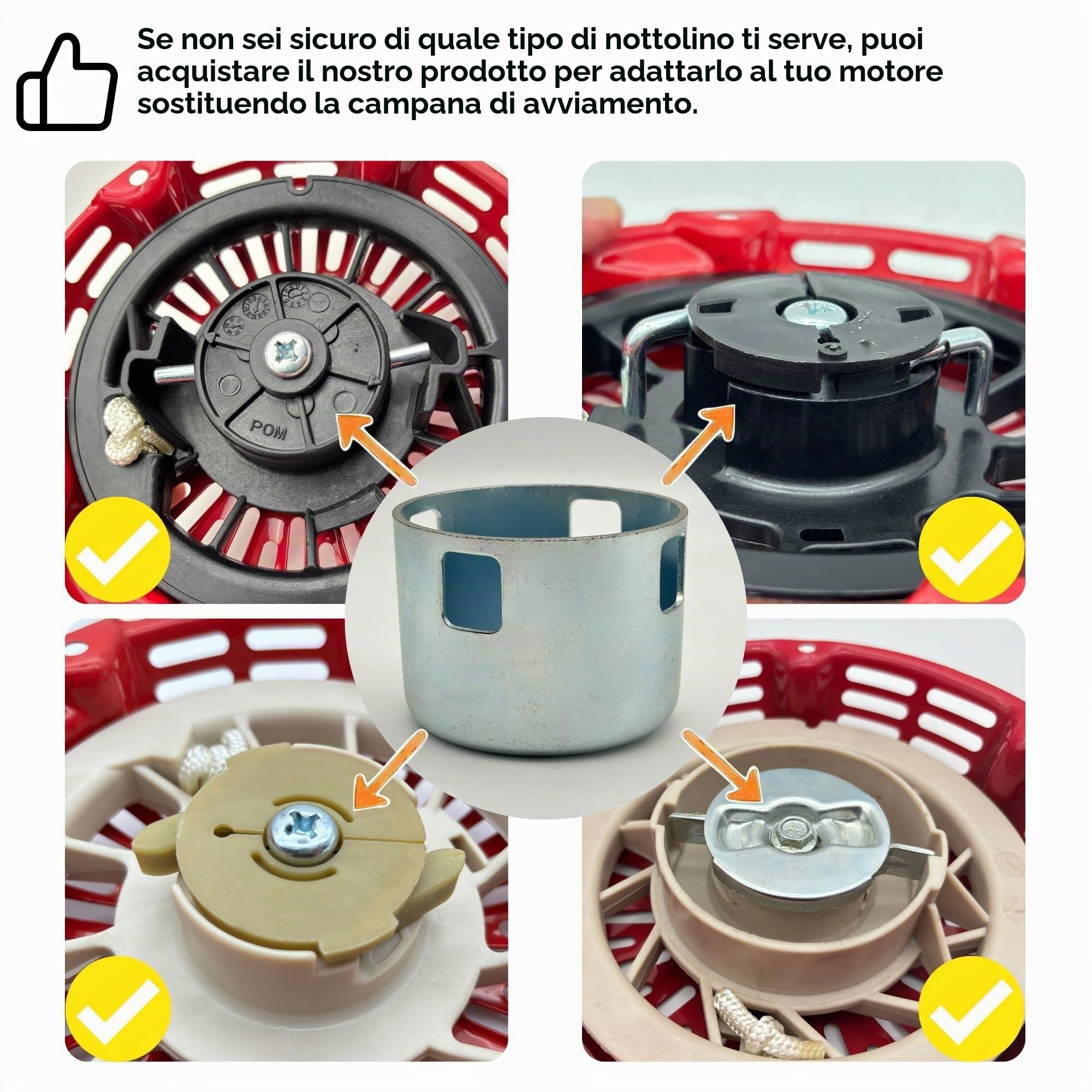 GX160 168F Avviamento a Strappo per Honda GX200 GX120 4.0 HP 5.5HP 6.5HP Avviamento con Coppa di Avviamento Parti di Ricambio