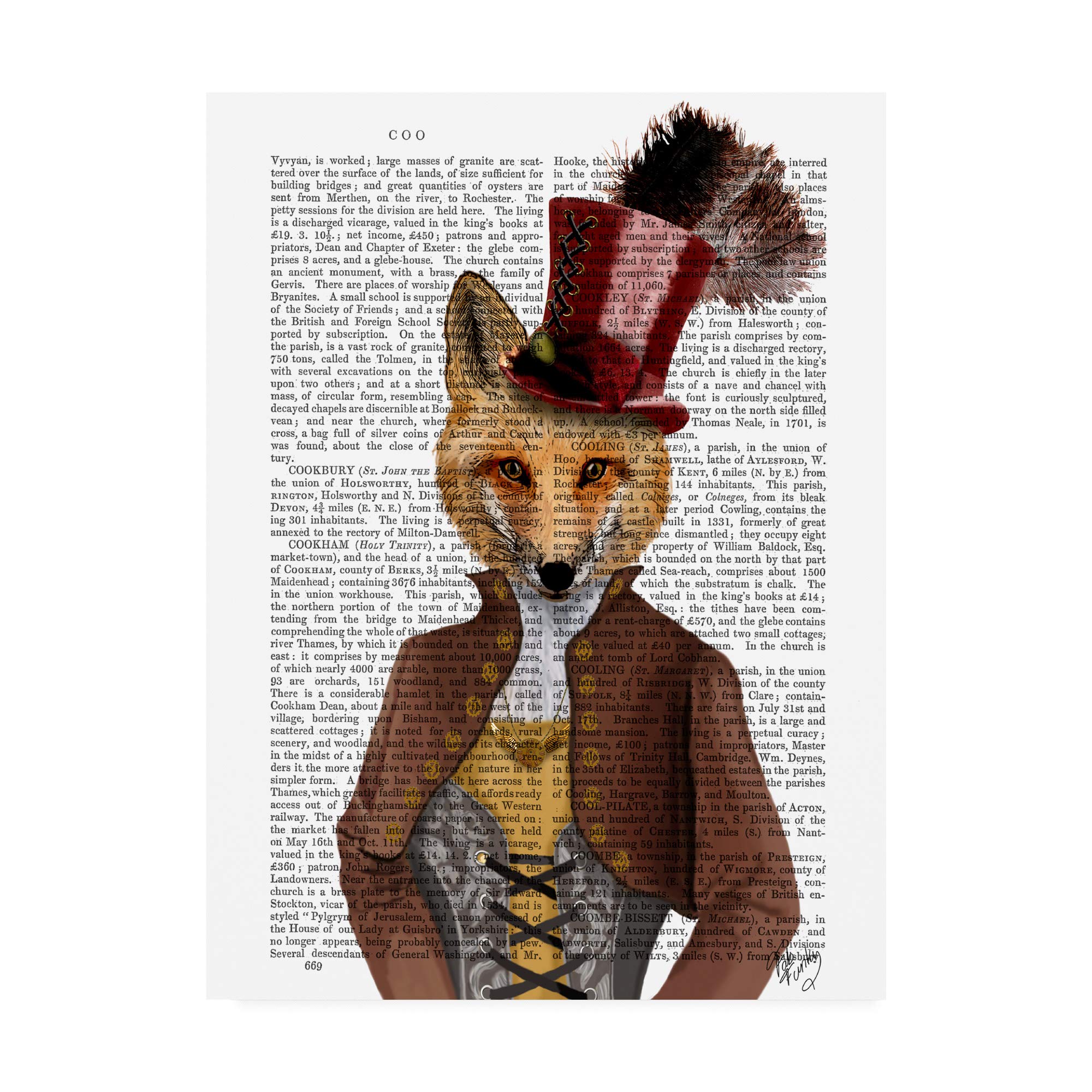Trademark Fine Art Vivienne Steampunk Fox by Fab Funky, 14x19