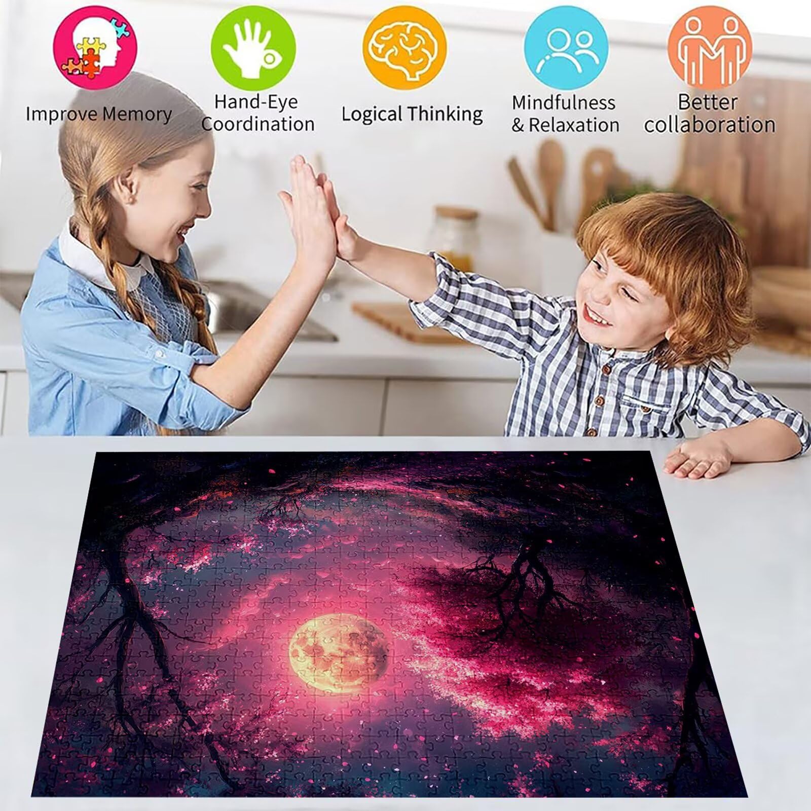 Puzzle 4000 elementów księżyc drzewo dla dorosłych 141 x 87 cm unikalne rzemiosło klasyczne 3D drewniana układanka do rodzinnych gier biznesowych, układanka do samodzielnego wykonania nawet do