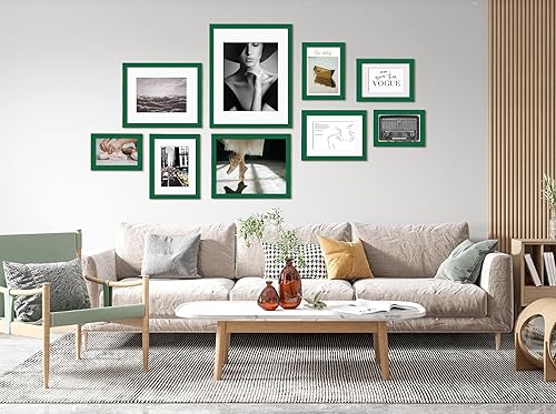 Miniatura 4 de KINLINK Marcos de fotos de 4 x 6 pulgadas, marcos de madera verde con plexiglás acrílico para 3.5 x 5 con paspartú o 4 x 6 sin paspartú, mesa y