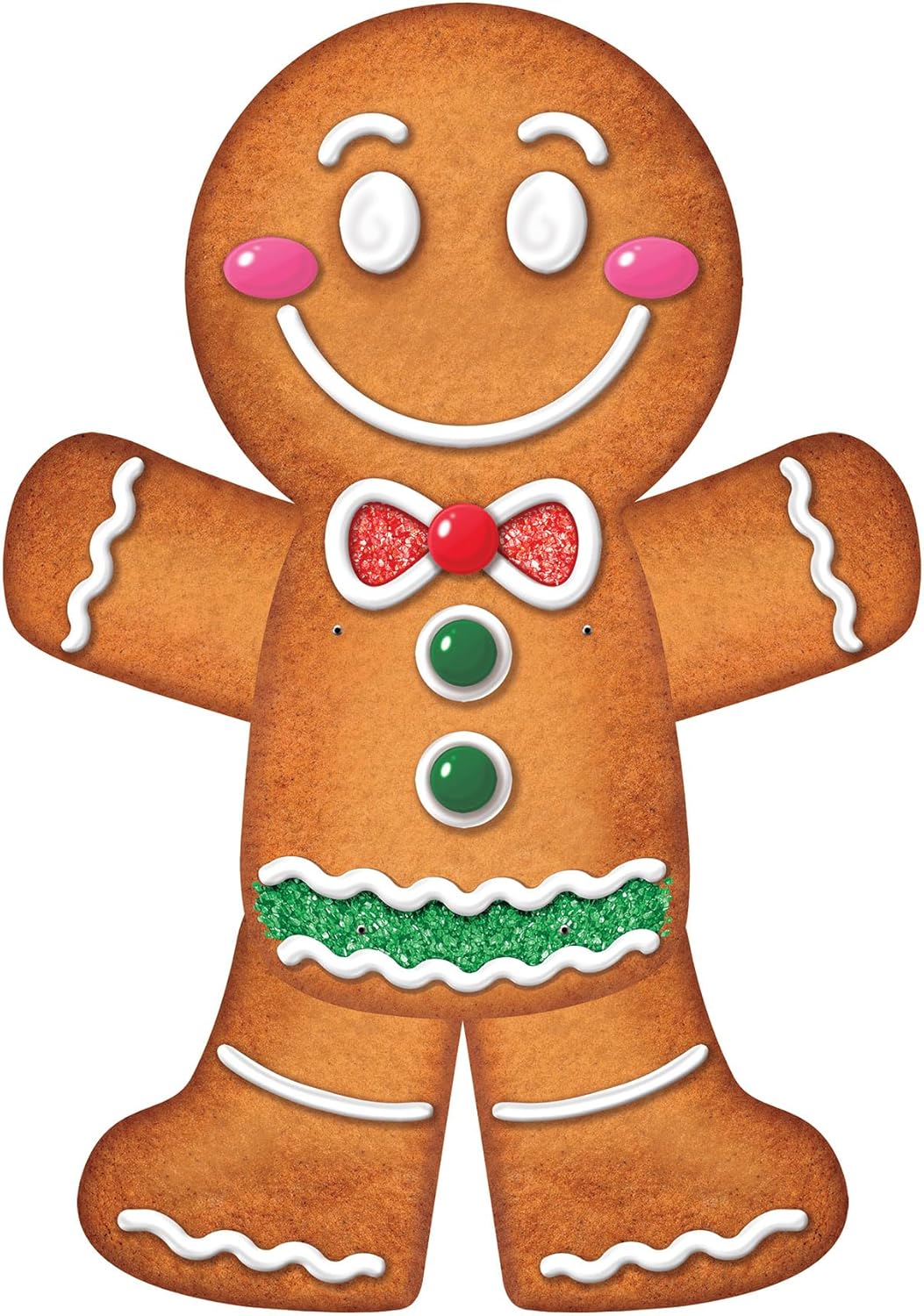 Beistle Jointed Gingerbread Man, 3’- Christmas Wall Decorations, Unique Gingerbread House Décor for Holiday Parties, Winter Wonderland Seasonal Accent for Homes and Classrooms