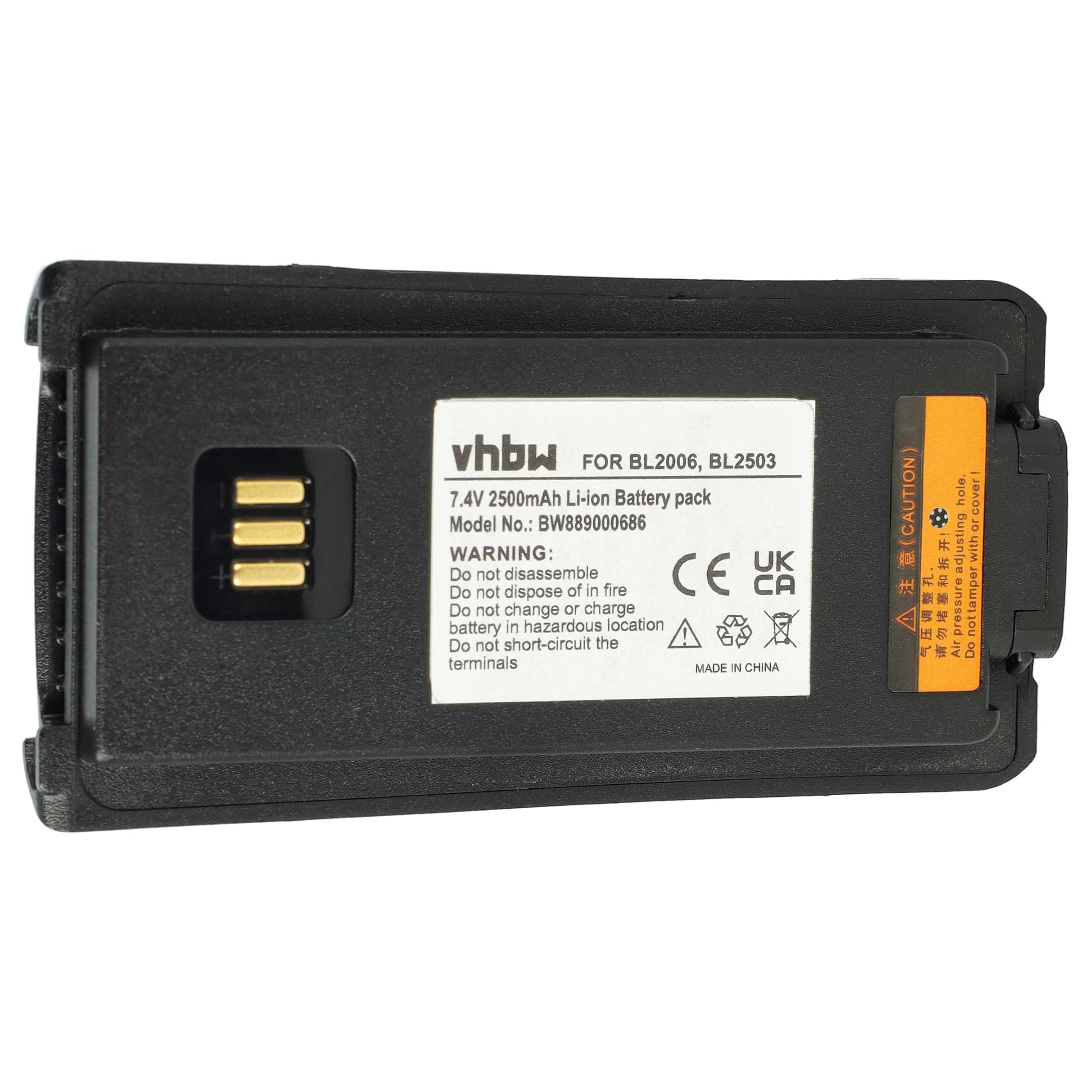vhbw 3x batteria compatibile con HYT PD702U | 2, PD702V-1, PD702U-1, PD702U-1-RFB, PD702G-V1-RFB, PD-705 radio (2500mAh, 7,4V, Li-Ion)