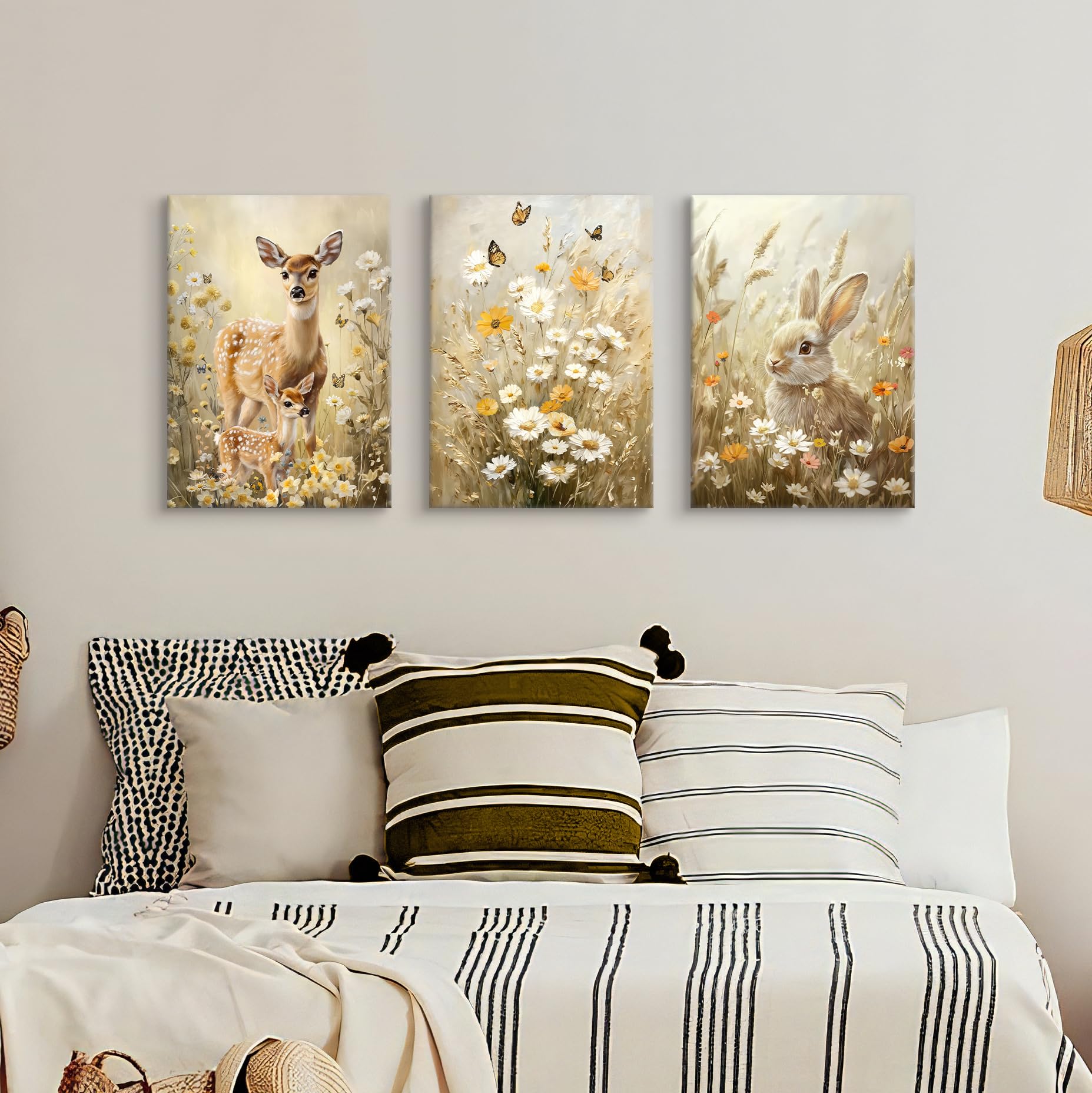 3 Pcs Wooden Framed Canvas Wall Art Set Bohemian Sage Green Canvas Prints Poster Geometric Line Beige Green Pictures for Living Room Bedroom Dinning Room Hallway Stairs Wall Decor 30x40cm x3pcs — view 481